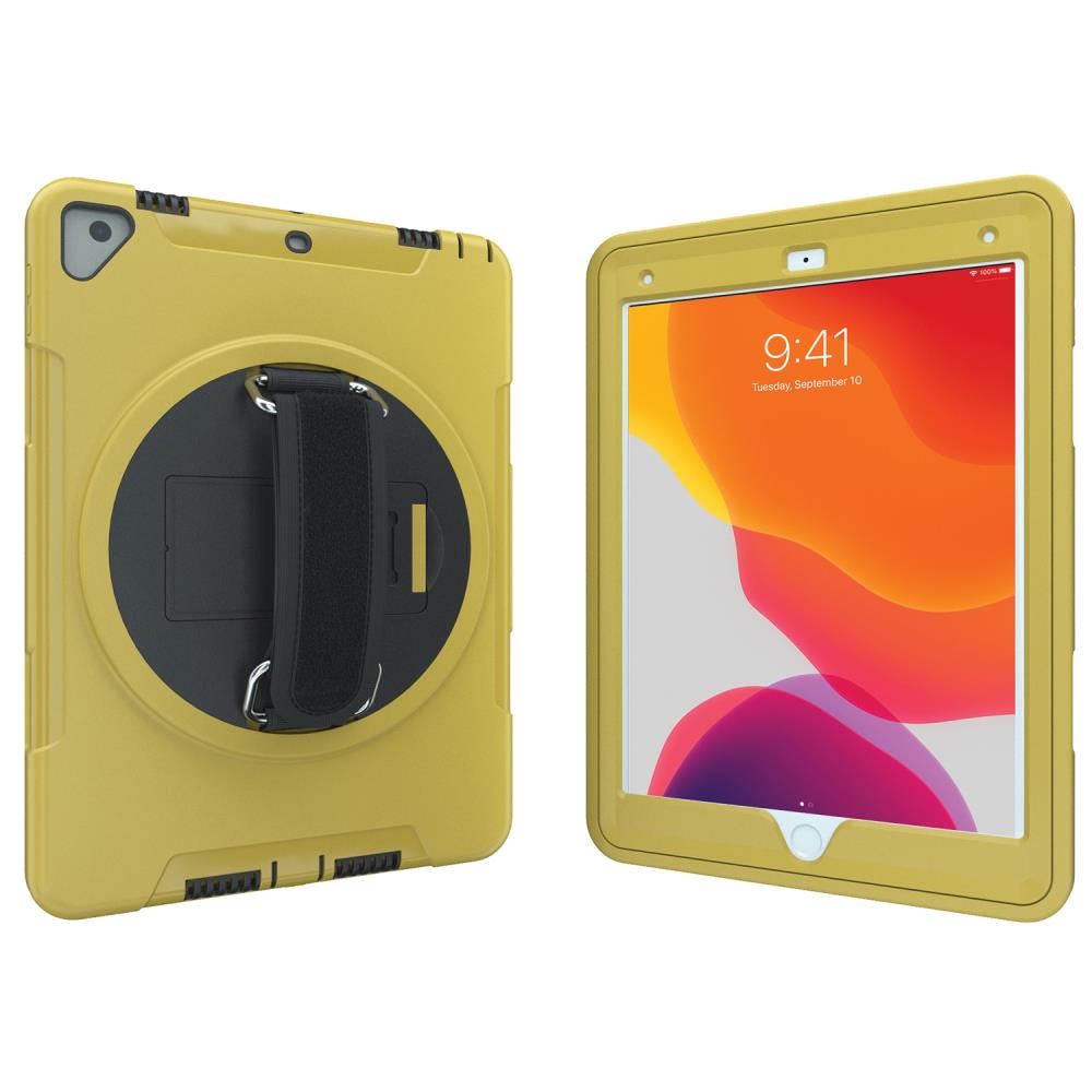CTA Digital CTAPADPCGK10Y Protective Case with Built-in 360º Rotatable Grip Kickstand for iPad (Yellow)