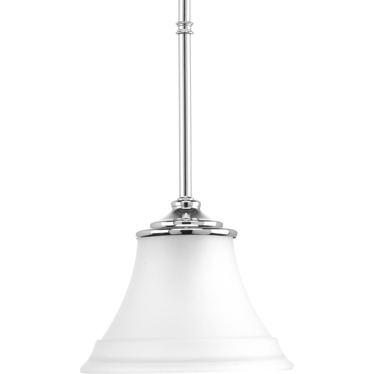 Progress Lighting P500072-015 Tinsley Polished Chrome Transitional Etched Glass Bell Mini Hanging Pendant Light