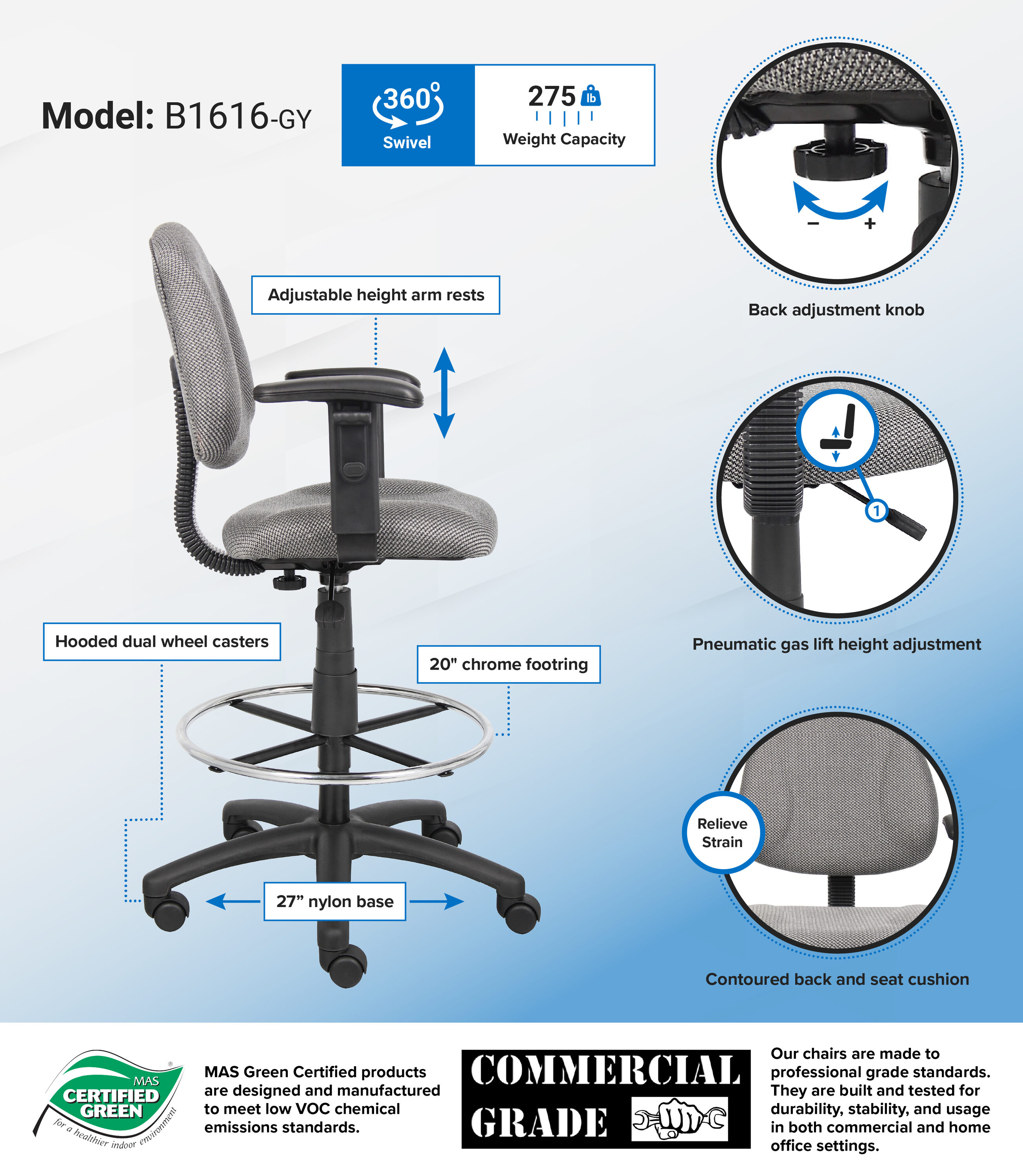 Boss Office Products B1616-GY Office-Chairs - View #7
