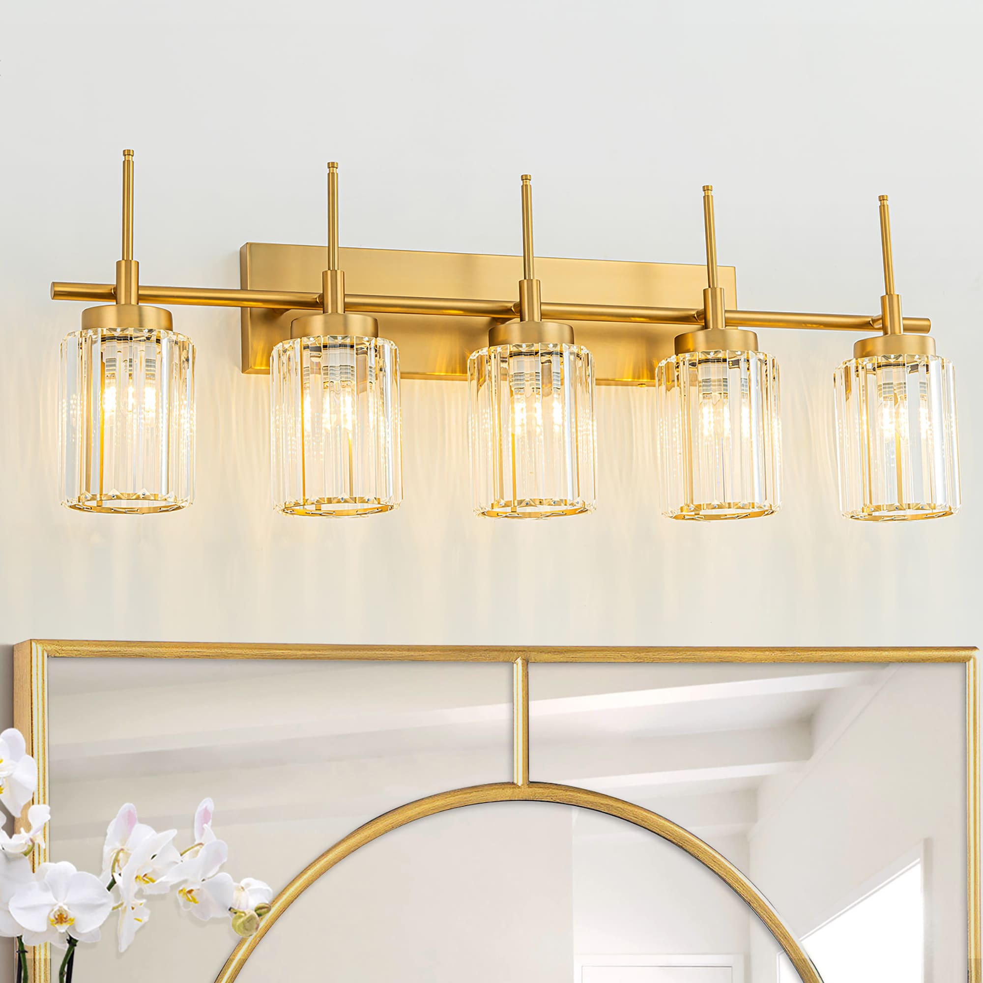 EDISLIVE Y81010000058458 34.6-in 5 -Light Gold Modern/contemporary Vanity light