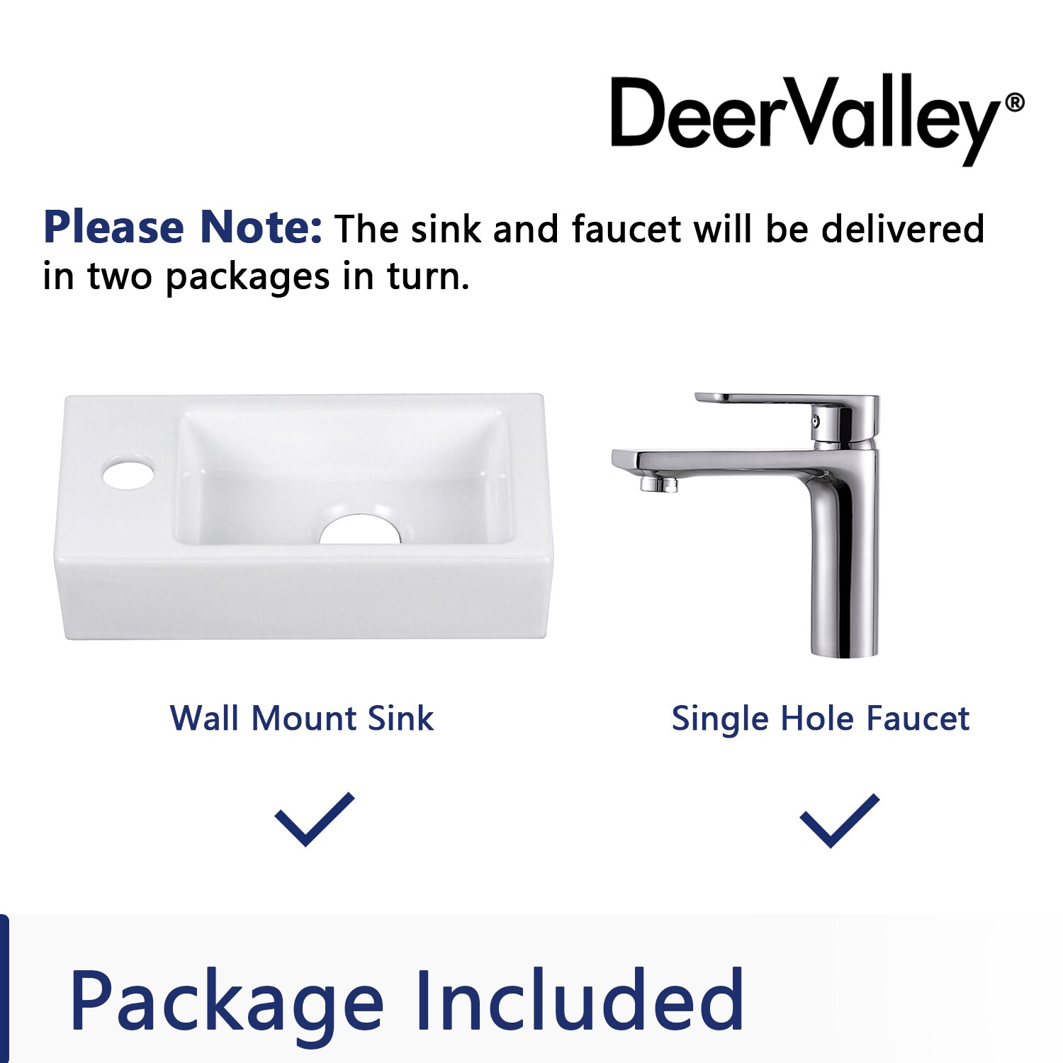 White Ceramic Rectangular Wall-Mount Bathroom Sink