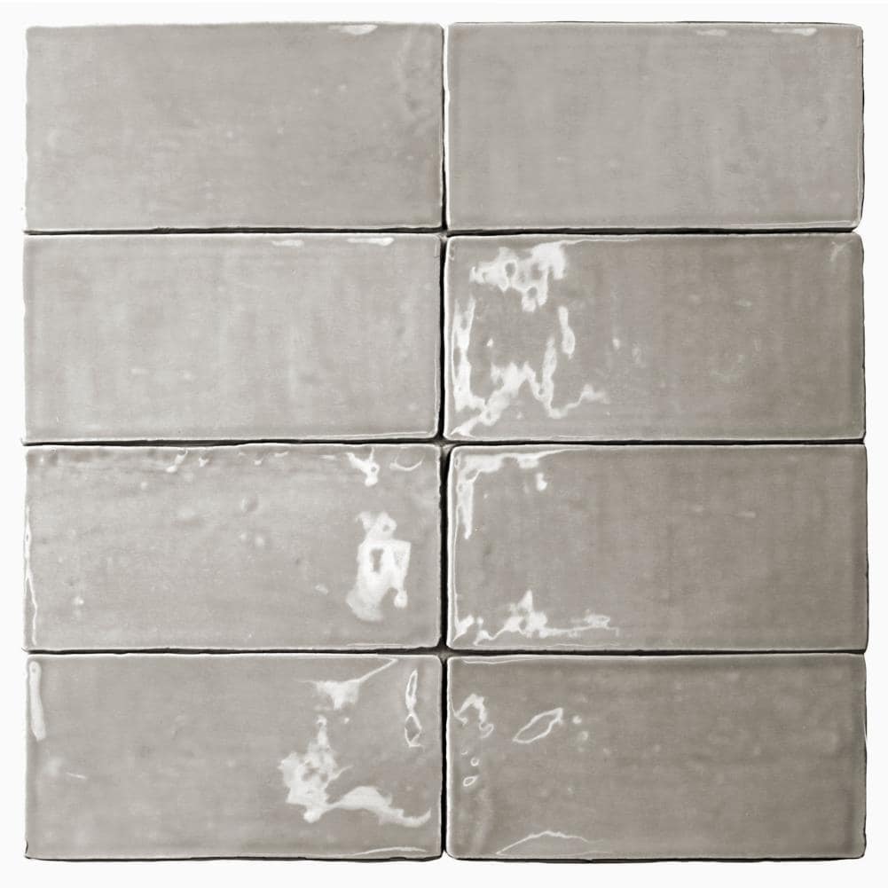Artmore Tile EXT3RD102966 Sample - Messi Dove 3-in x 6-in Polished Ceramic Subway Wall Tile