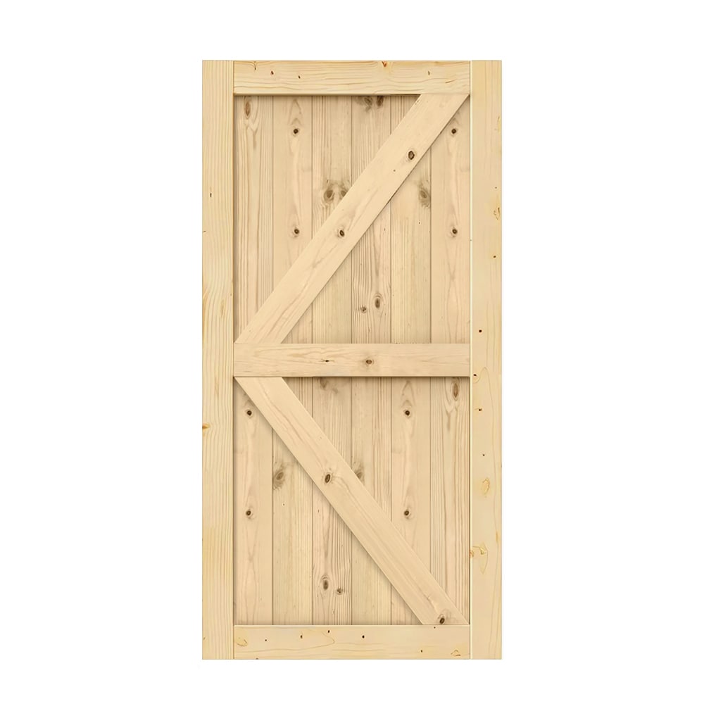 CALHOME DOOR-DIY-KK36UNF 36-in x 84-in Unfinished Unfinished K-frame Pine Wood Solid core Single Barn Door (Hardware Not Included)