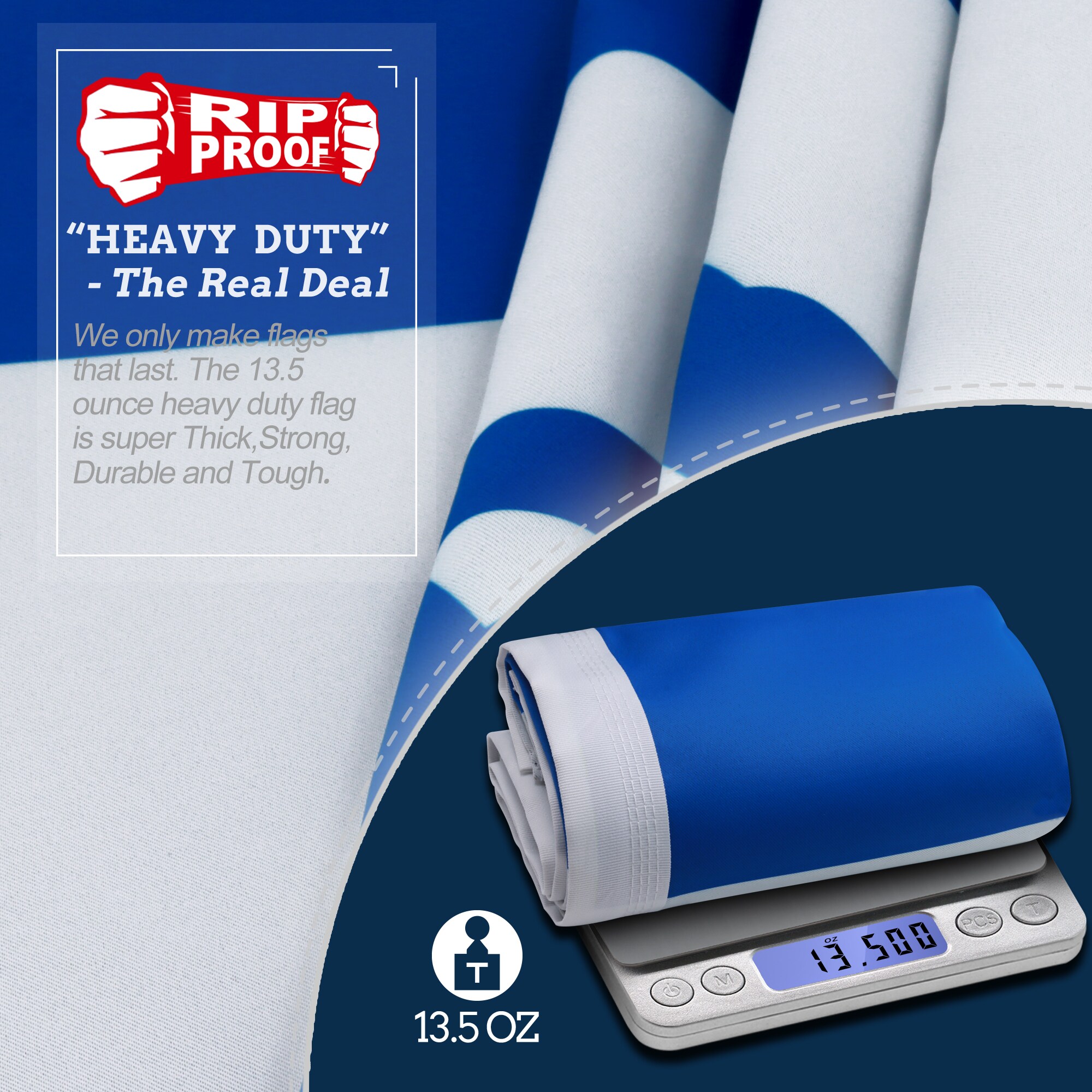 Rip-Proof Double Sided 3x5 Foot Israeli Flag with Grommets