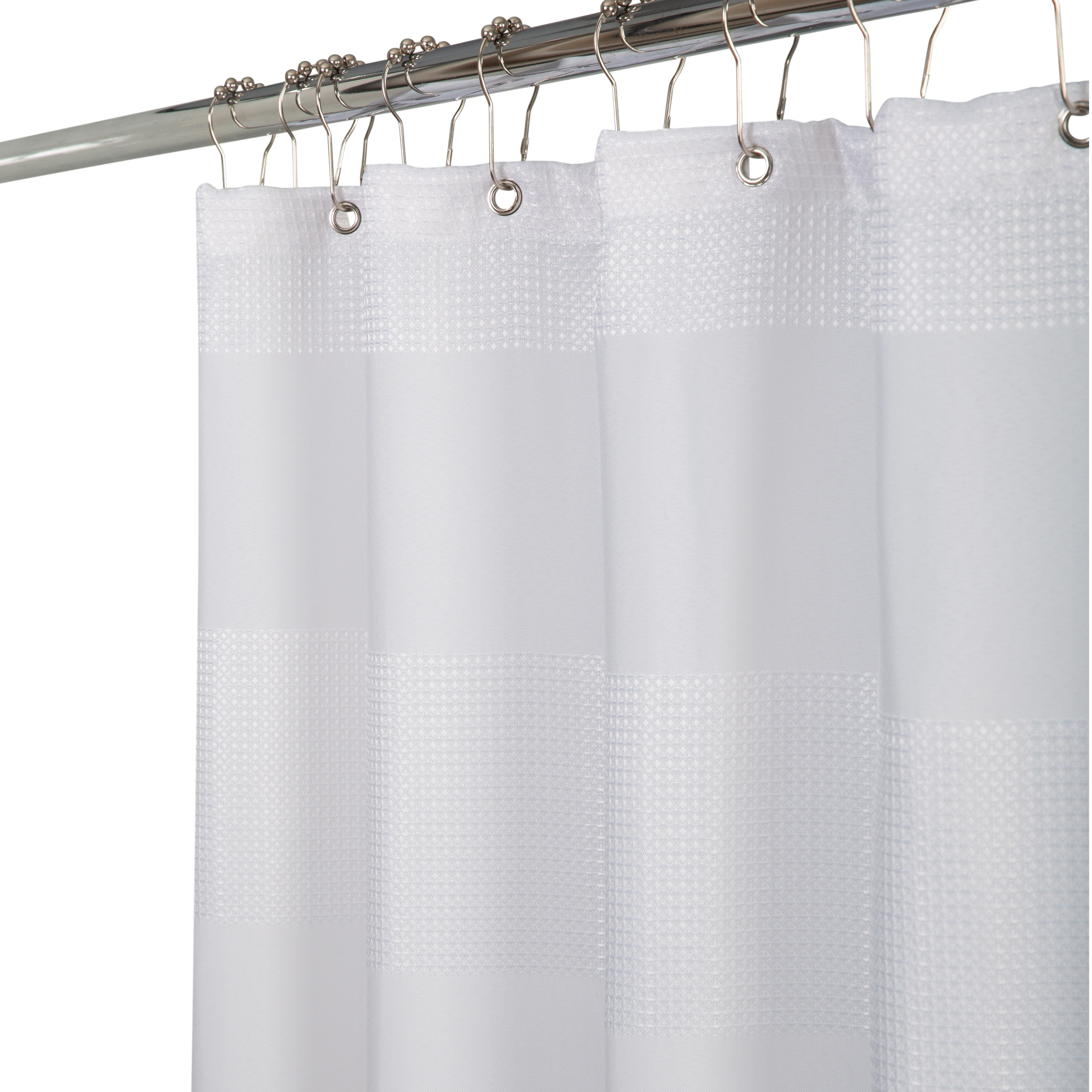 Elle Decor EL-44121-WHITE 70.0-in W x 72-in L White Solid Mildew Resistant Polyester Shower curtain