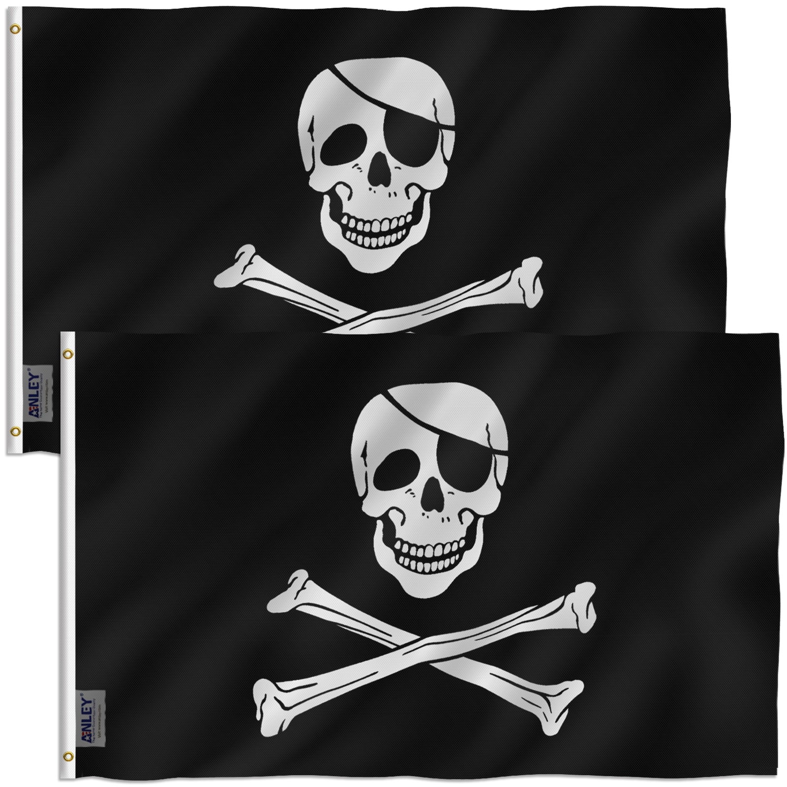 Anley Jolly Roger Flag Pirate Flags 2-Pack 5-ft W x 3-ft H Flag in the  Decorative Banners & Flags department at