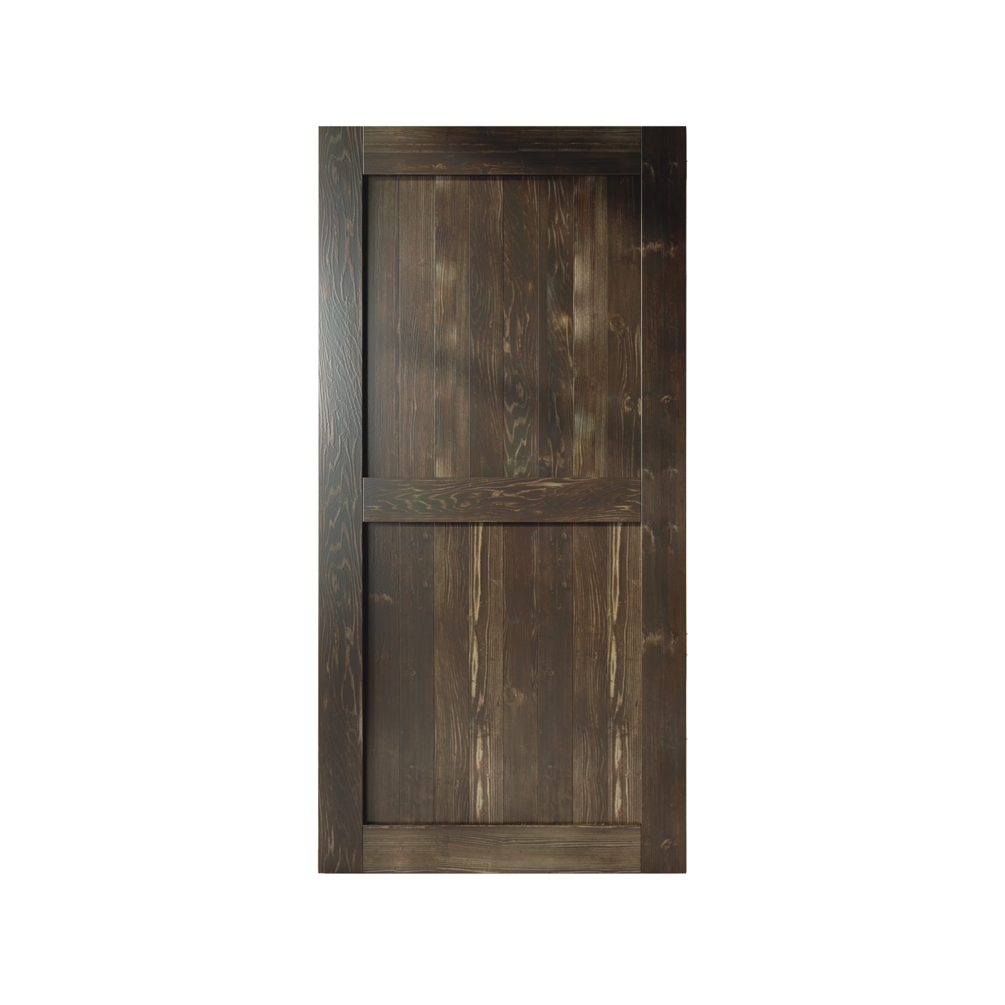 HOMACER 4884-H-EBONY 48-in x 84-in Ebony Mid-Bar Pine Wood Solid core Single Barn Door (Hardware Not Included)