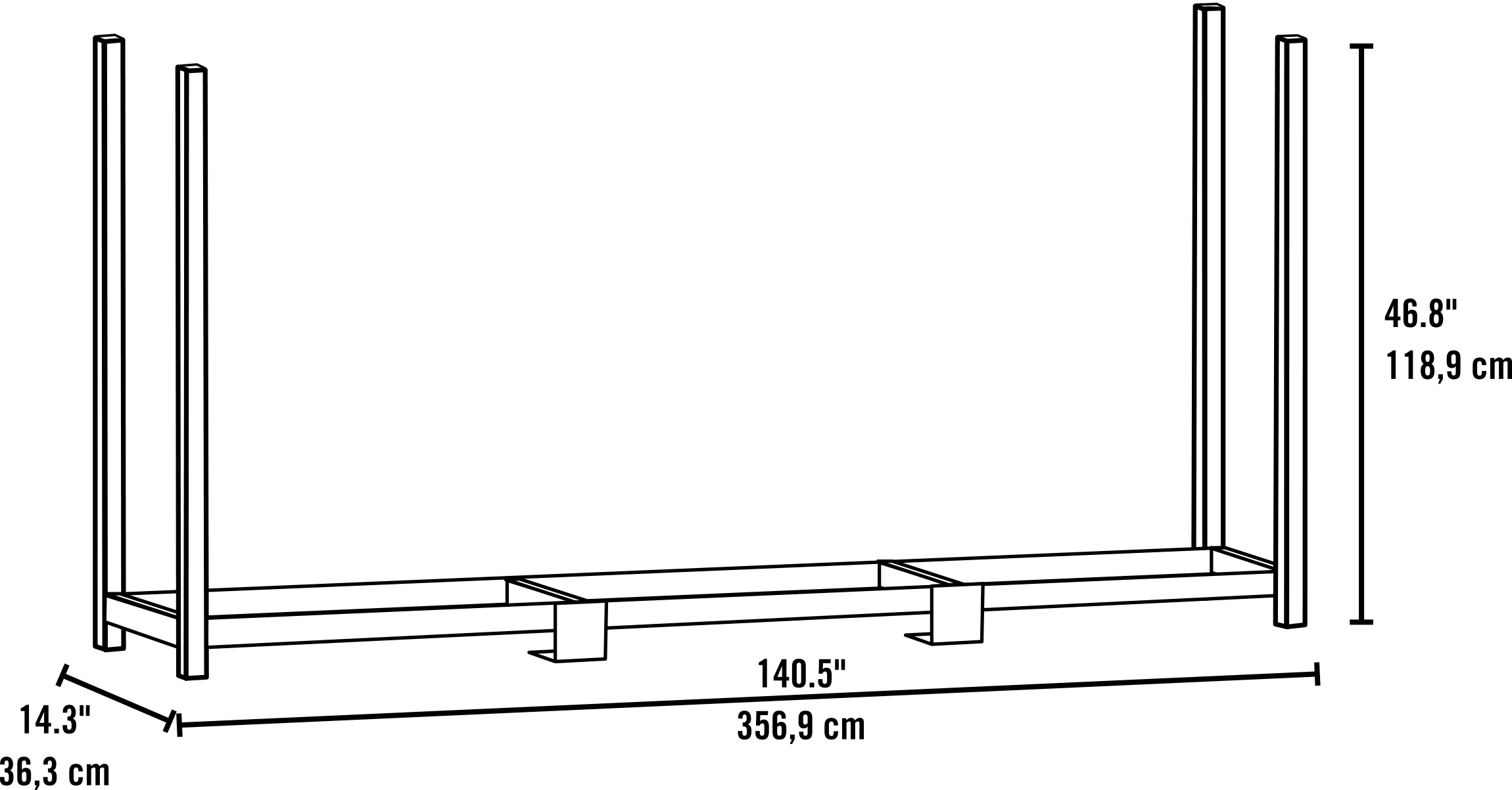 Ultra-Duty Black Steel 12 ft Firewood Log Rack