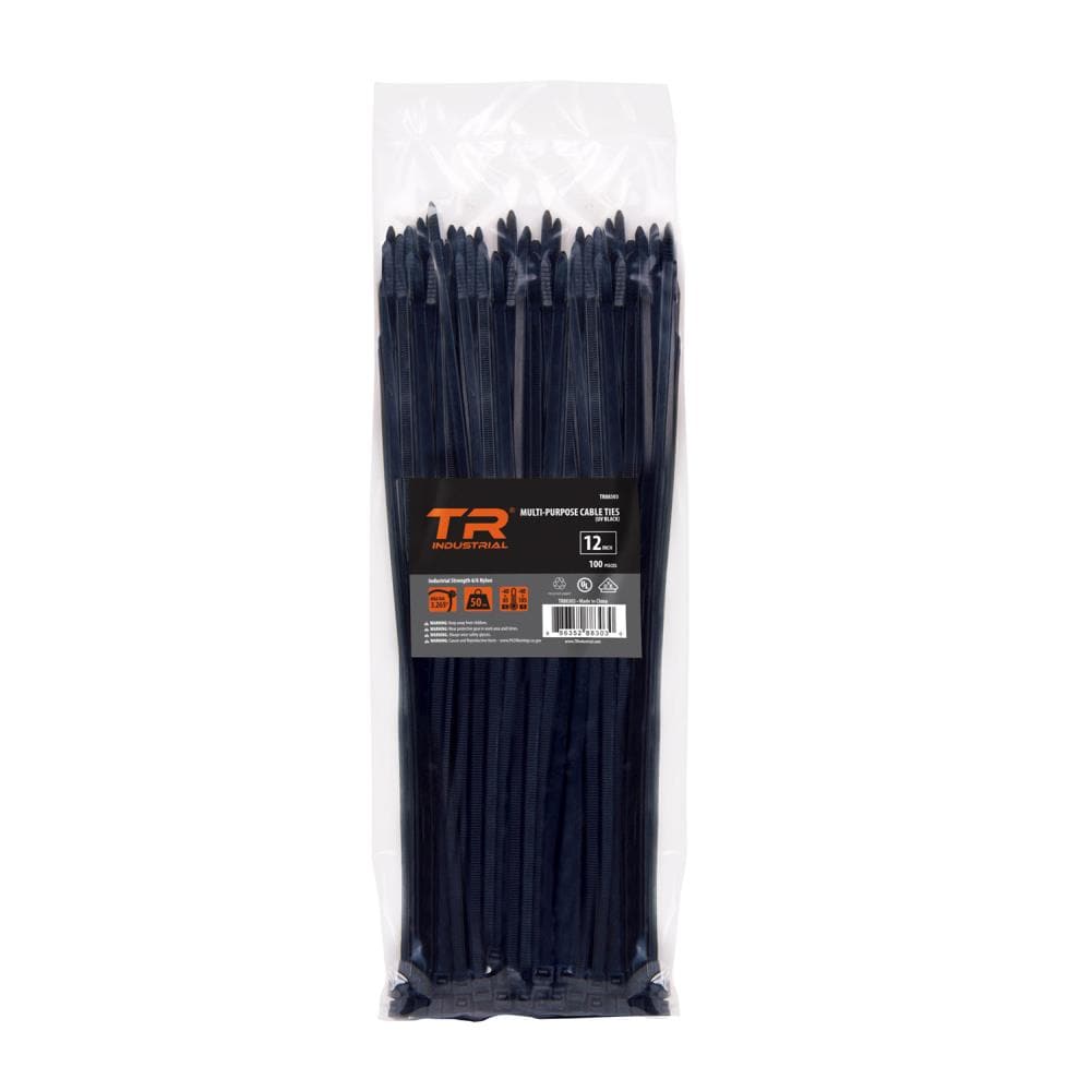 200 USA Made TOUGH TIES 12" inch 120lb Nylon Tie Wraps Wire Cable Zip Ties Black 