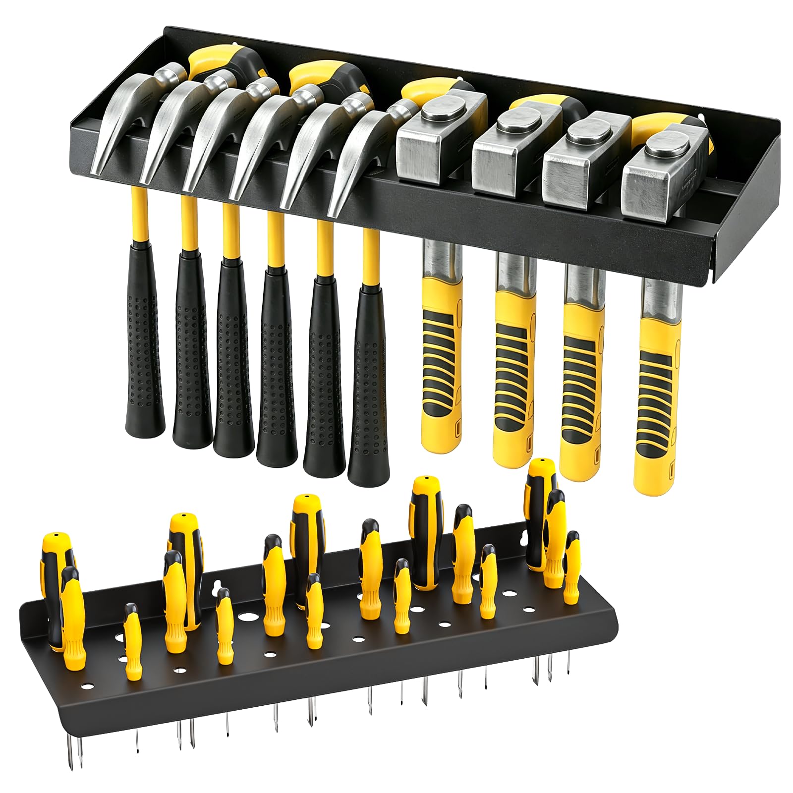 DYRCJ  Hammer and Screwdriver Organizer Heavy Duty Wall Mount Tool Holder Stores Up to Thirty Two Screwdrivers and Ten Hammers for Garage