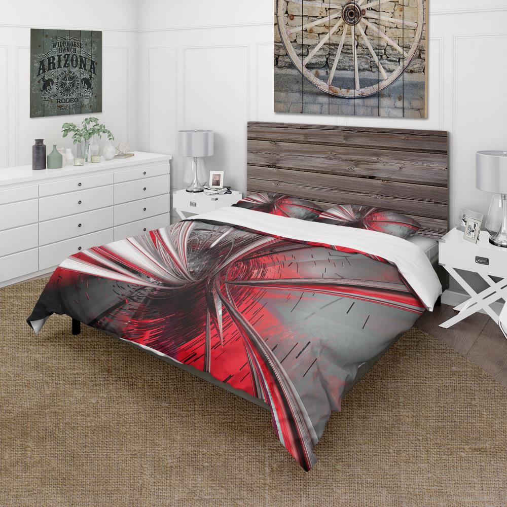 Designart BED9201-K 3 -Piece Red King Duvet cover Set
