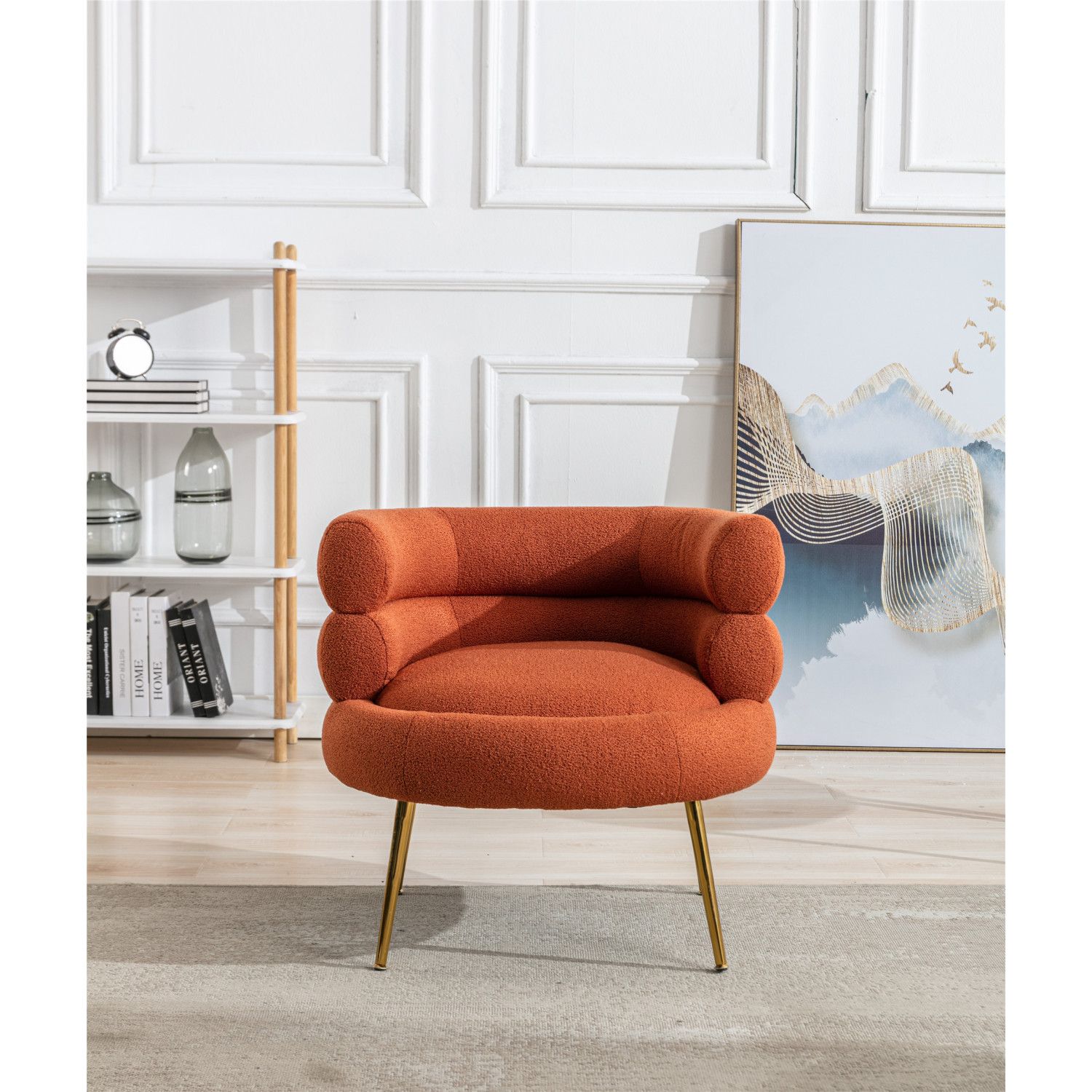 JASMODER W39539924 29.33-in Modern Orange Polyester/Blend Sofa
