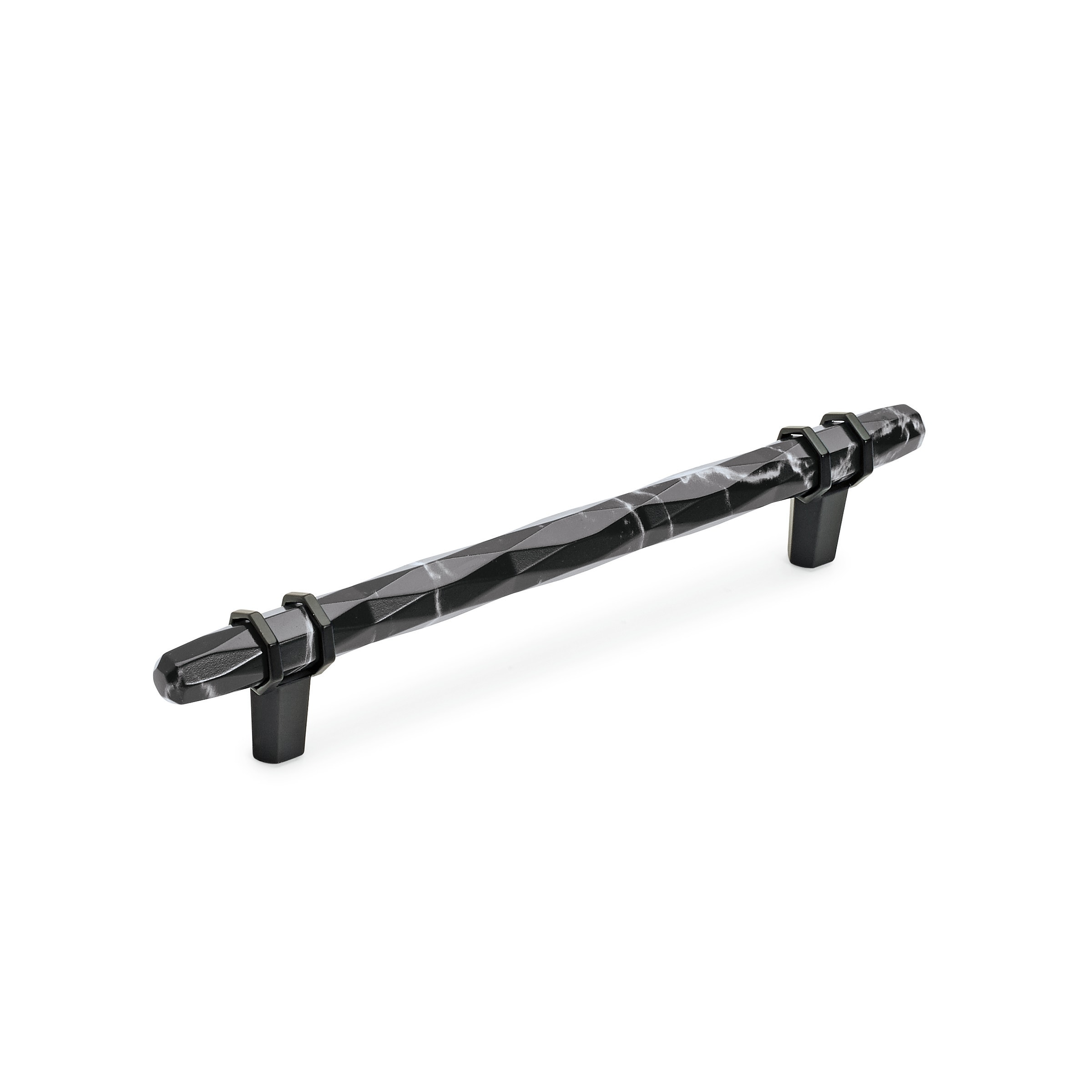 Amerock BP36650MBKBBR Carrione 6-5/16-in , 160mm Center to Center Marble Black/Black Bronze Cylindrical Bar
