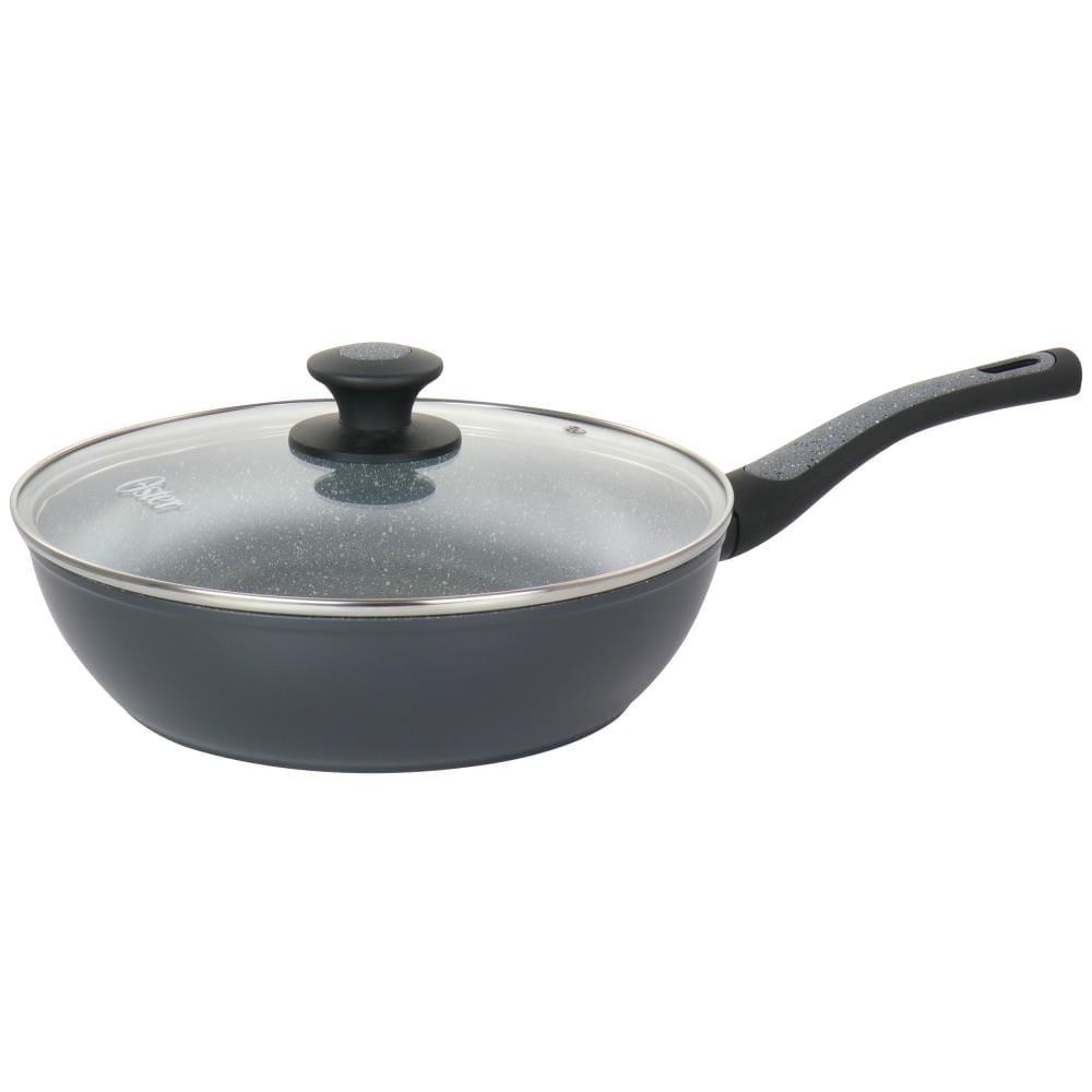 Oster Clairborne 12 in. Aluminum Saute Pan with Lid in Charcoal Grey
