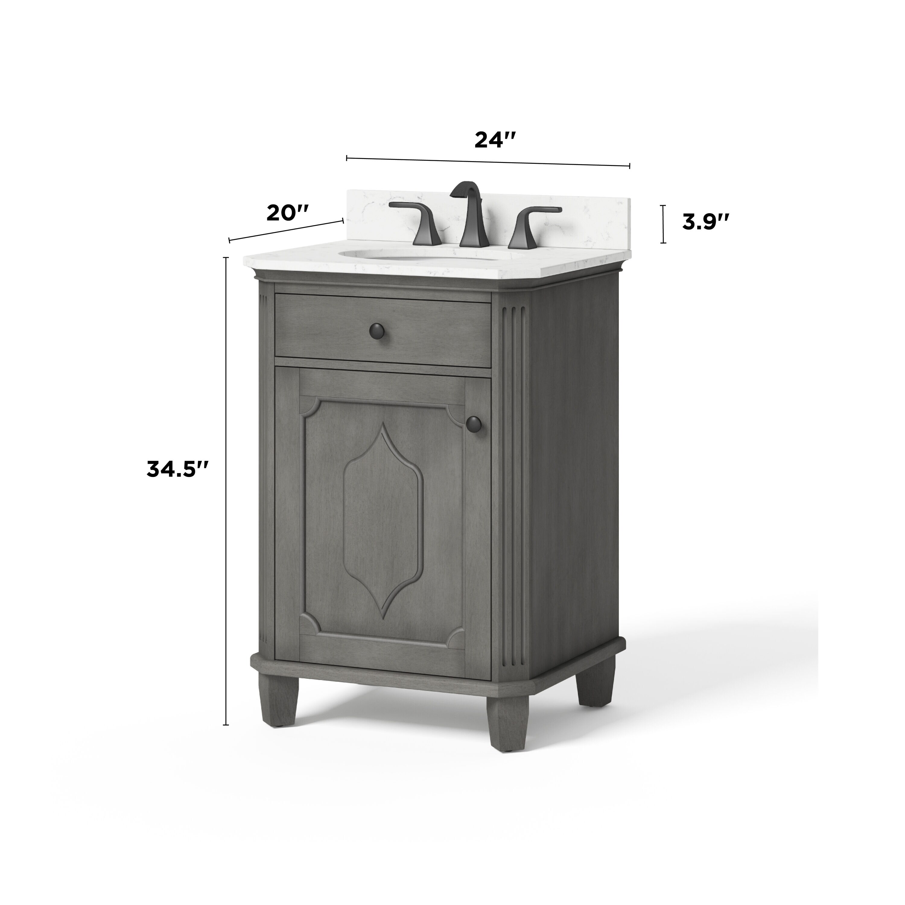 allen + roth Whitney 24-in Antique Gray Undermount Single Sink Bathroom ...