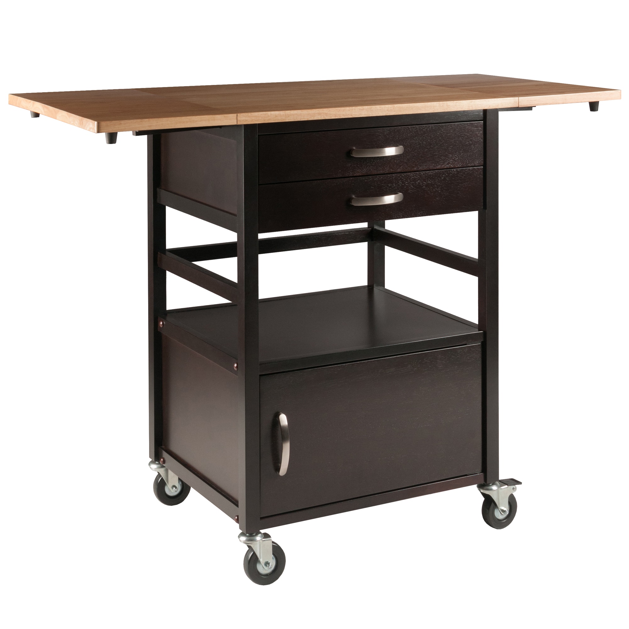 Winsome Wood Wood Base With Wood Top Rolling Kitchen Cart 20 08 In X   42437176 