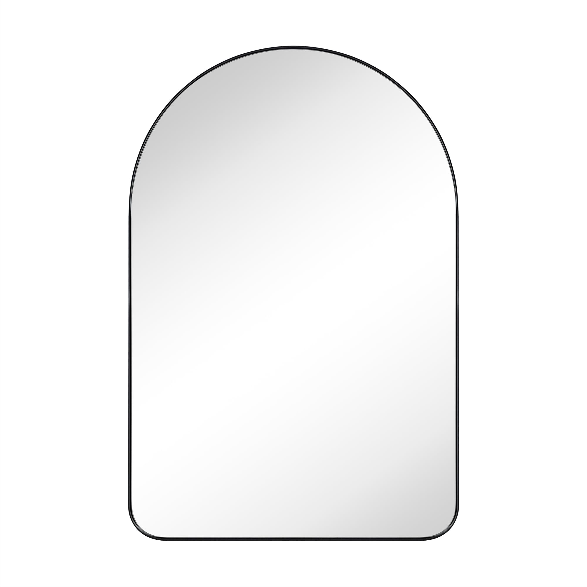 Arched Black Metal Framed Recessed Medicine Cabinet with Mirror