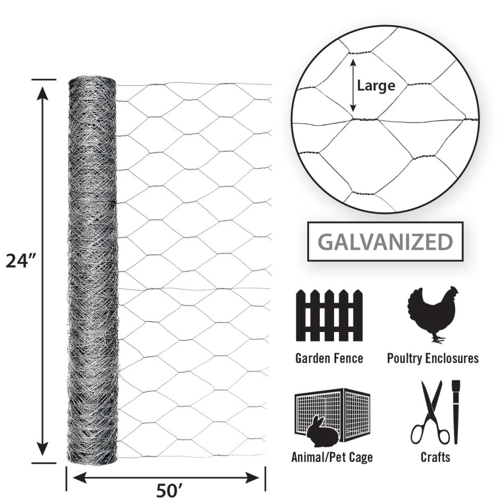 GARDEN CRAFT 50-ft x 2-ft Gray Steel Chicken Wire Rolled Fencing with Mesh Size 2-in