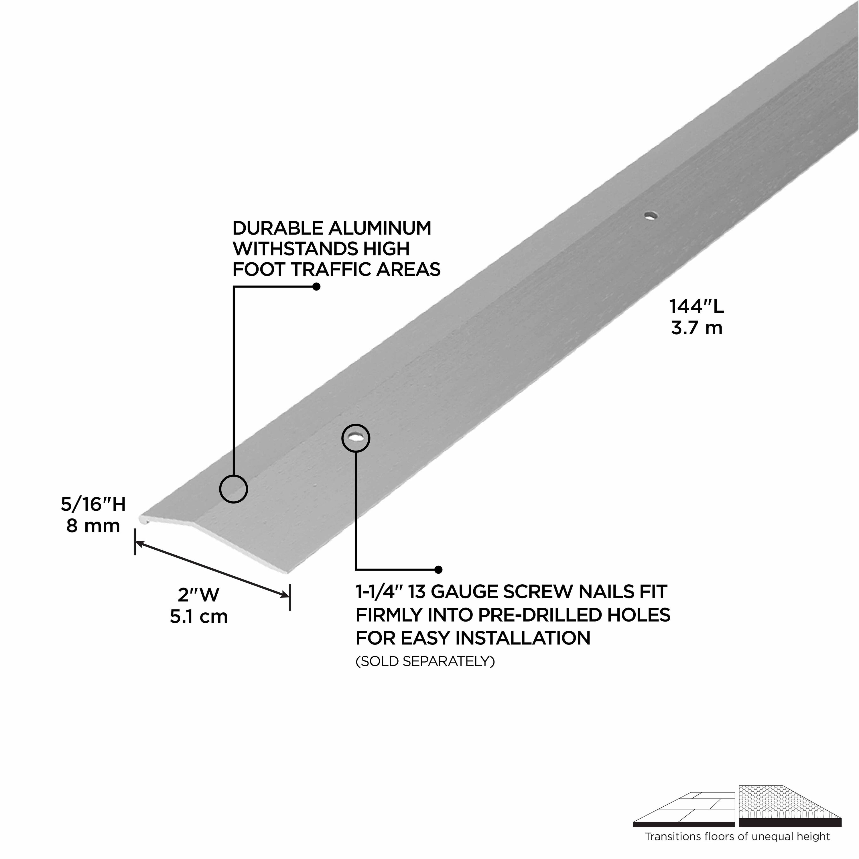 1-3/8X 144 PEWTER ALUMINUM CARPET GRIPPER W/TEETH HAMMERED 31490