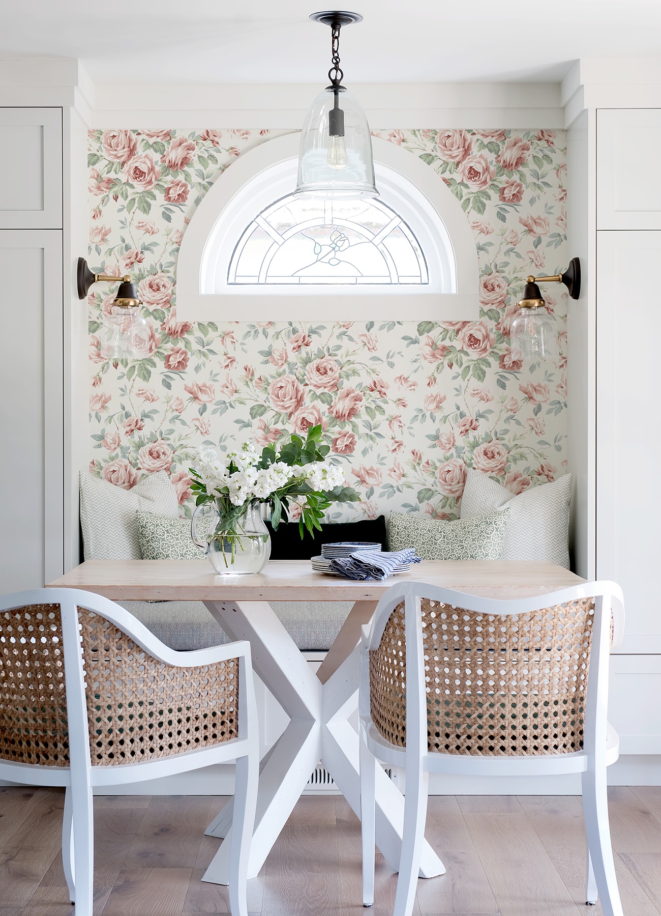 Manon Pink and Green Floral Pre-pasted Wallpaper