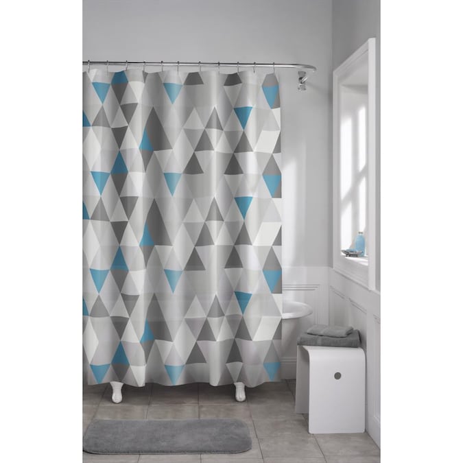 72 In Eva Peva Geometric Grey, Grey Geometric Shower Curtain