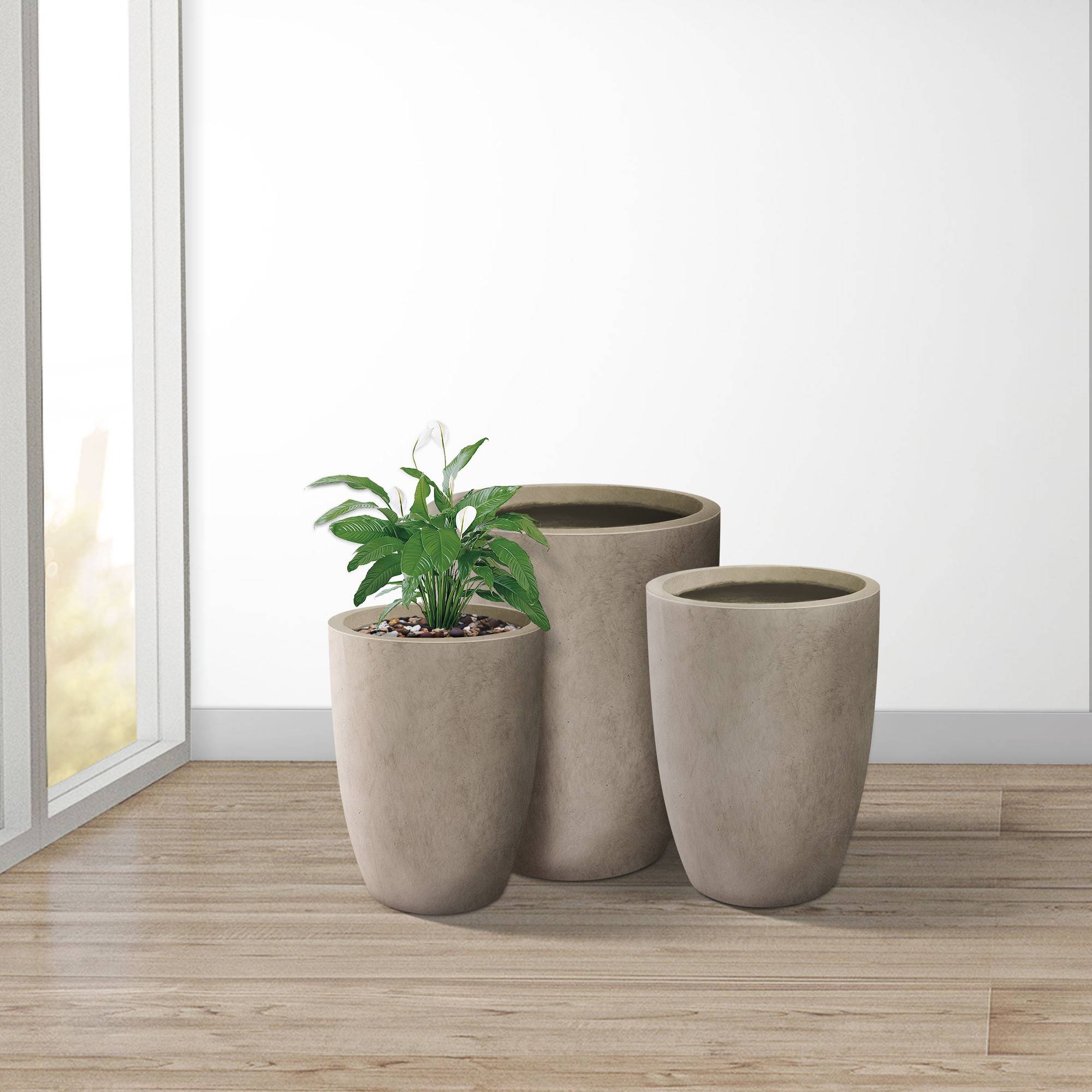 KANTE 3-Pack 19.6-in W x 22.4-in H Weathered Concrete Contemporary