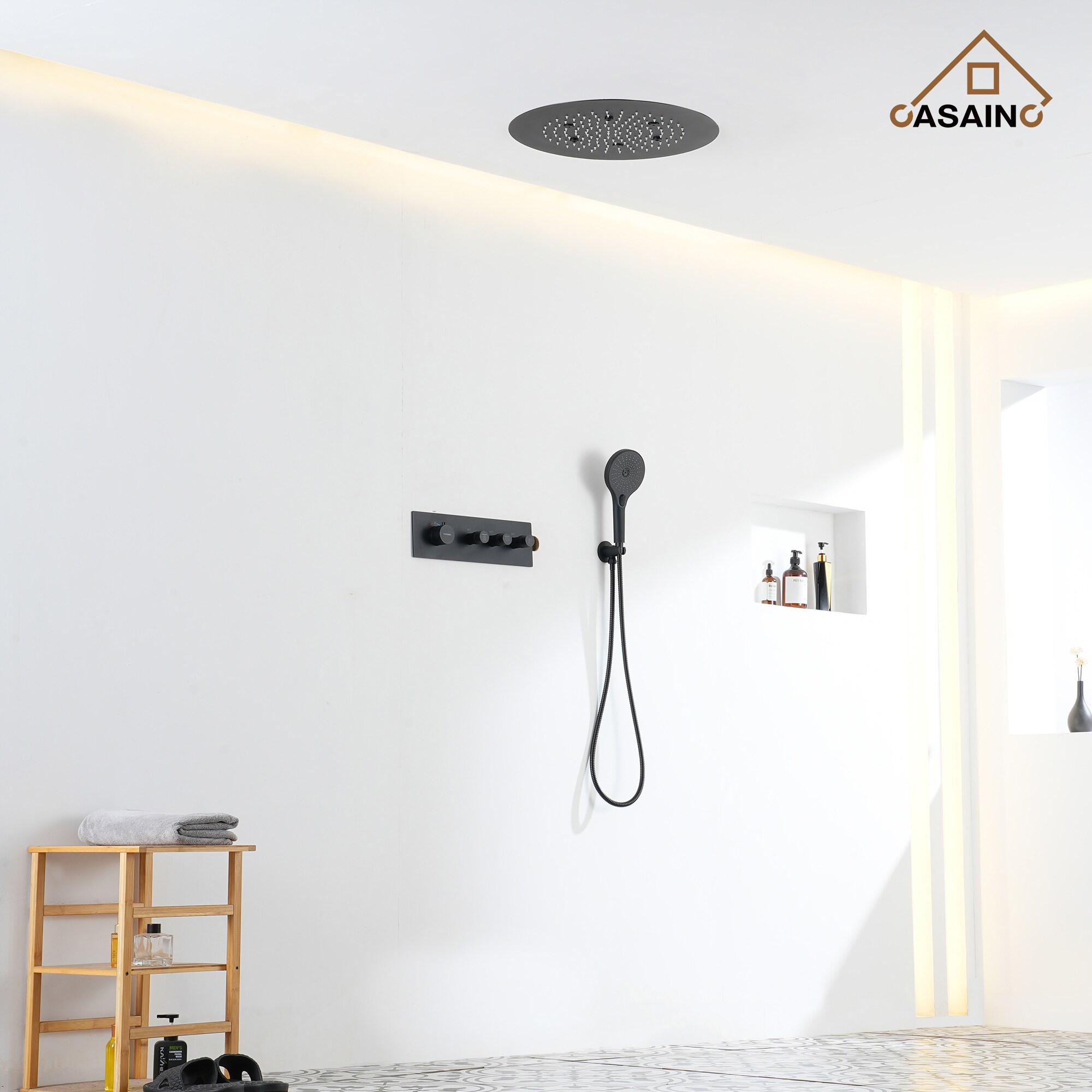 Matte Black Stainless Steel Rain and Pulse Shower System