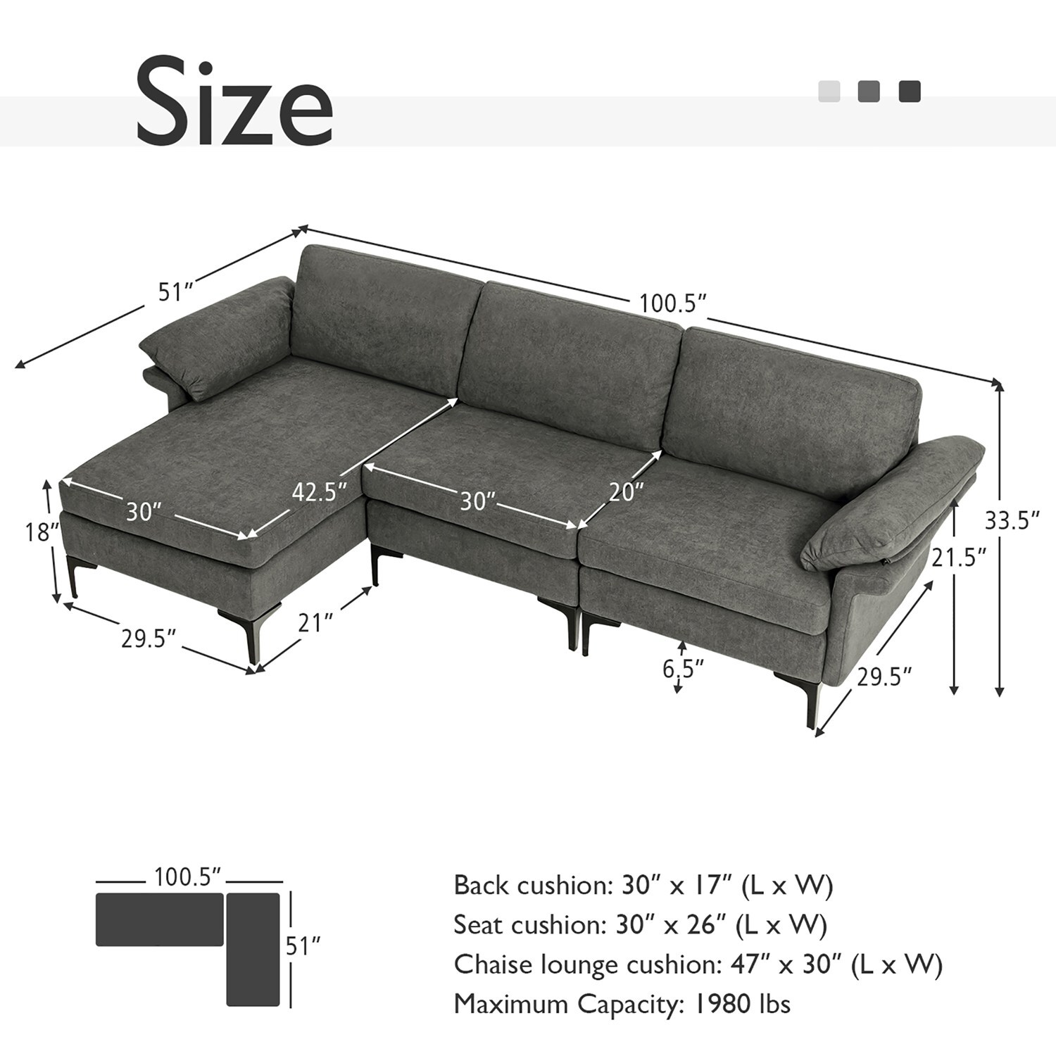 Costway CSHY004942 Sofas-Loveseats - View #4