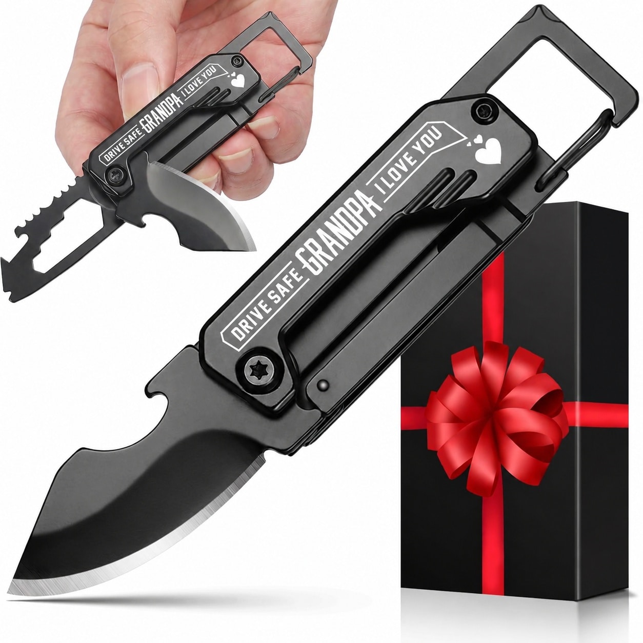 KHKFY Grandpa Gifts for Christmas Keychain Multitool with 1.8in Blade Portable Small Knife for Every Day Carry Camping Hiking #LKH0810B309