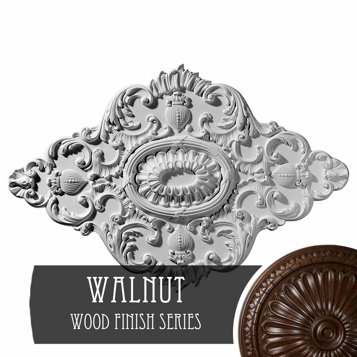 Ekena Millwork CM42X28ASWAS Ashford 28.875-in W x 42.75-in L Walnut Polyurethane Ceiling Medallion