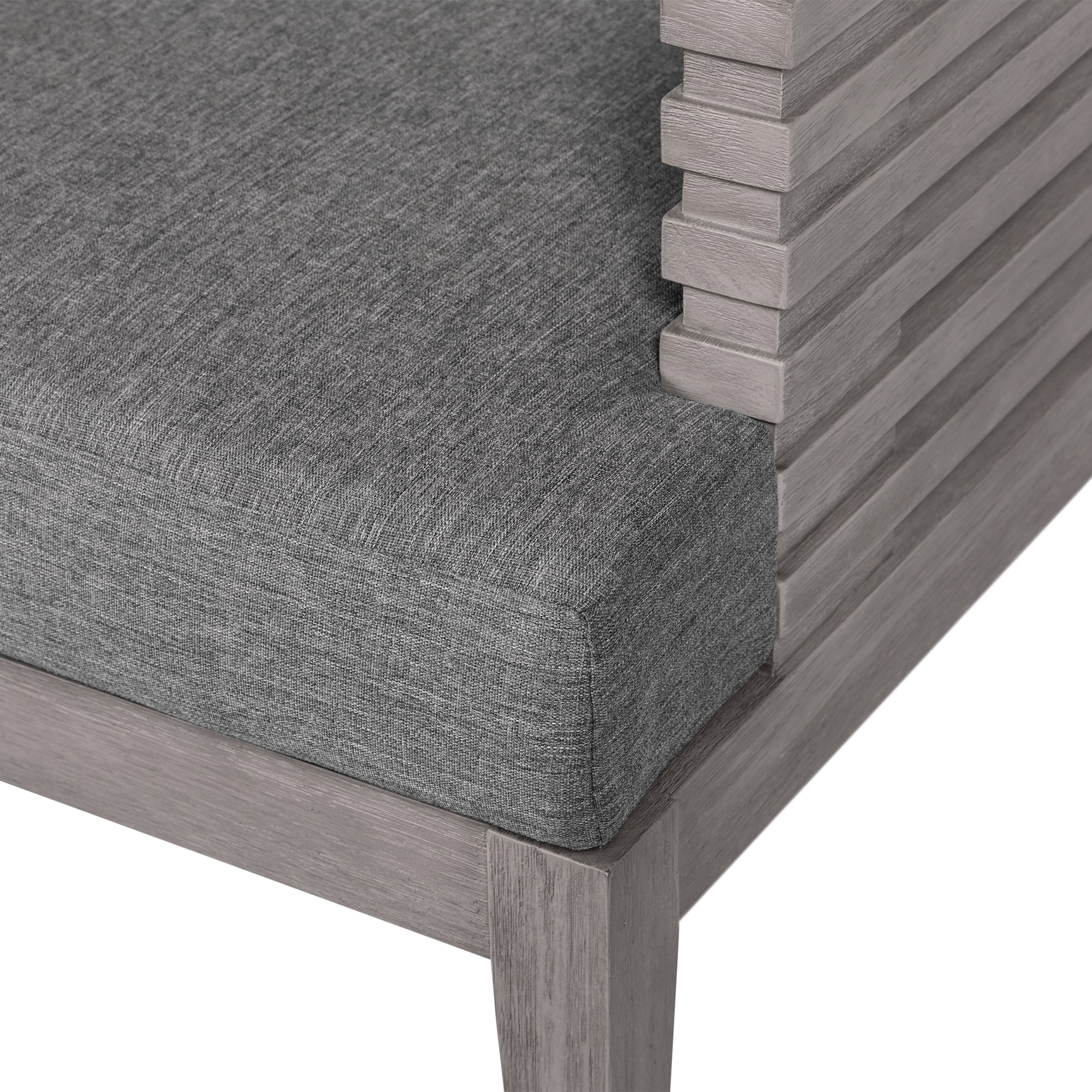 Gray Eucalyptus Wood Outdoor Dining Arm Chair with Cushions