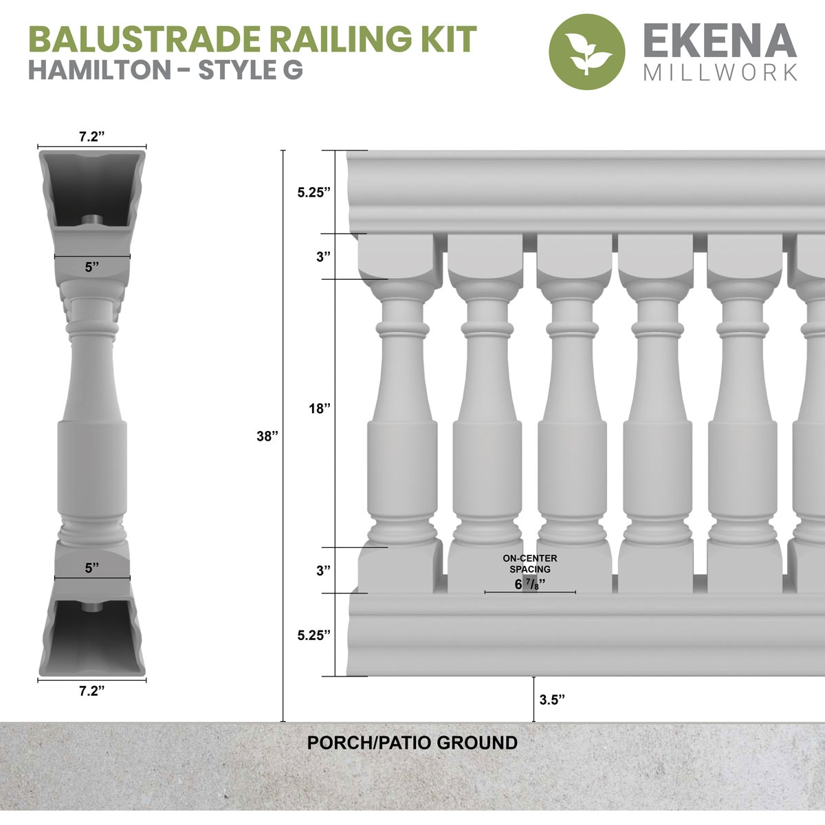 Ekena Millwork BALK38X036HMG railings - View #2