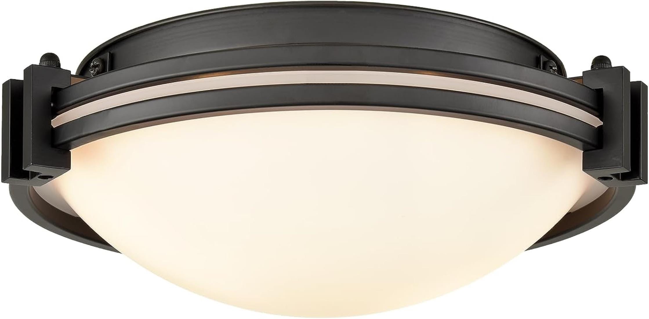 Claxy AX-B7146-2CU-BK Rustic/Industrial 1 -Light 12.2-in Polished Black Flush Mount Light