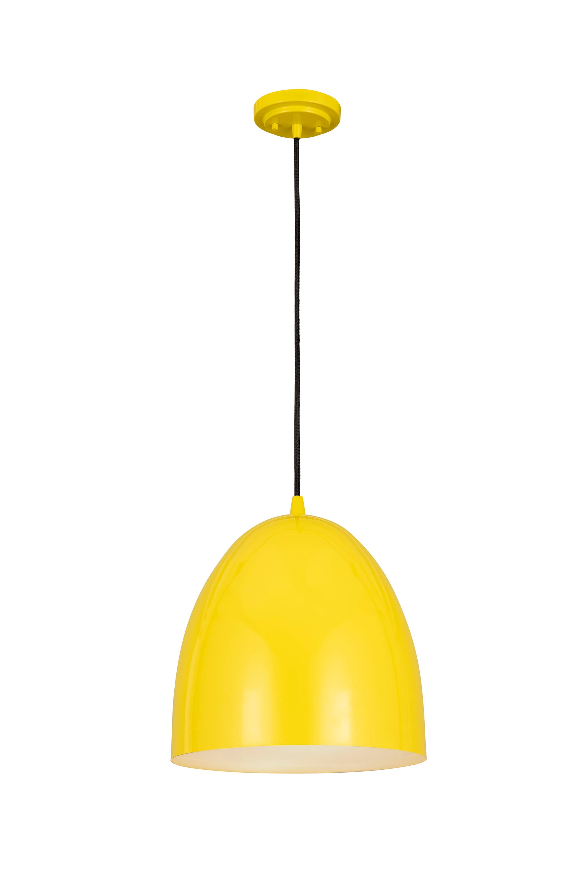 Bright Yellow Iron Dome LED Pendant Light