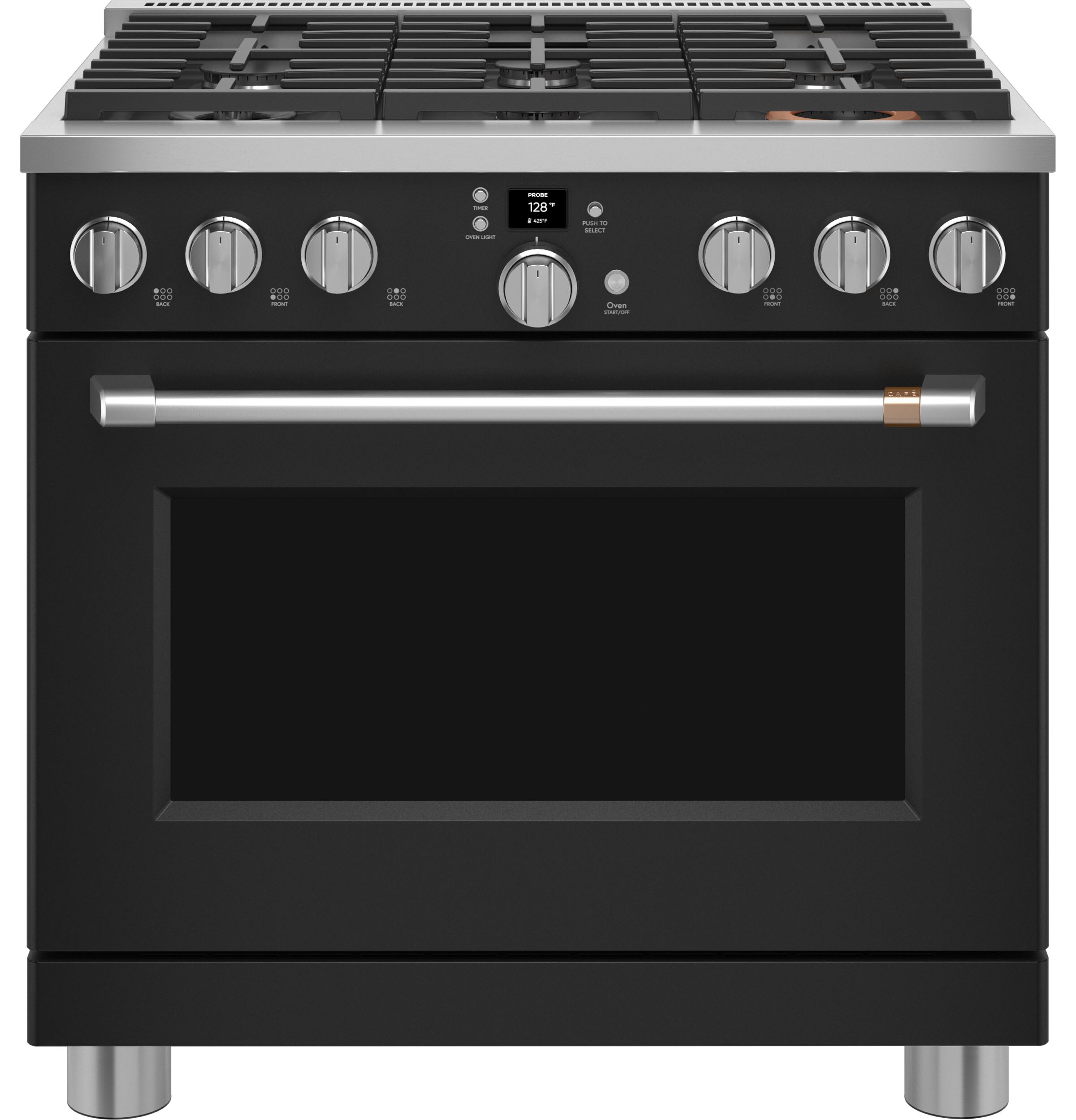 Vleugels verkouden worden Circulaire Cafe 36-in 6 Burners 6.2-cu ft Air Fry Convection Oven Freestanding Smart  Natural Gas Range (Matte Black) in the Single Oven Gas Ranges department at  Lowes.com