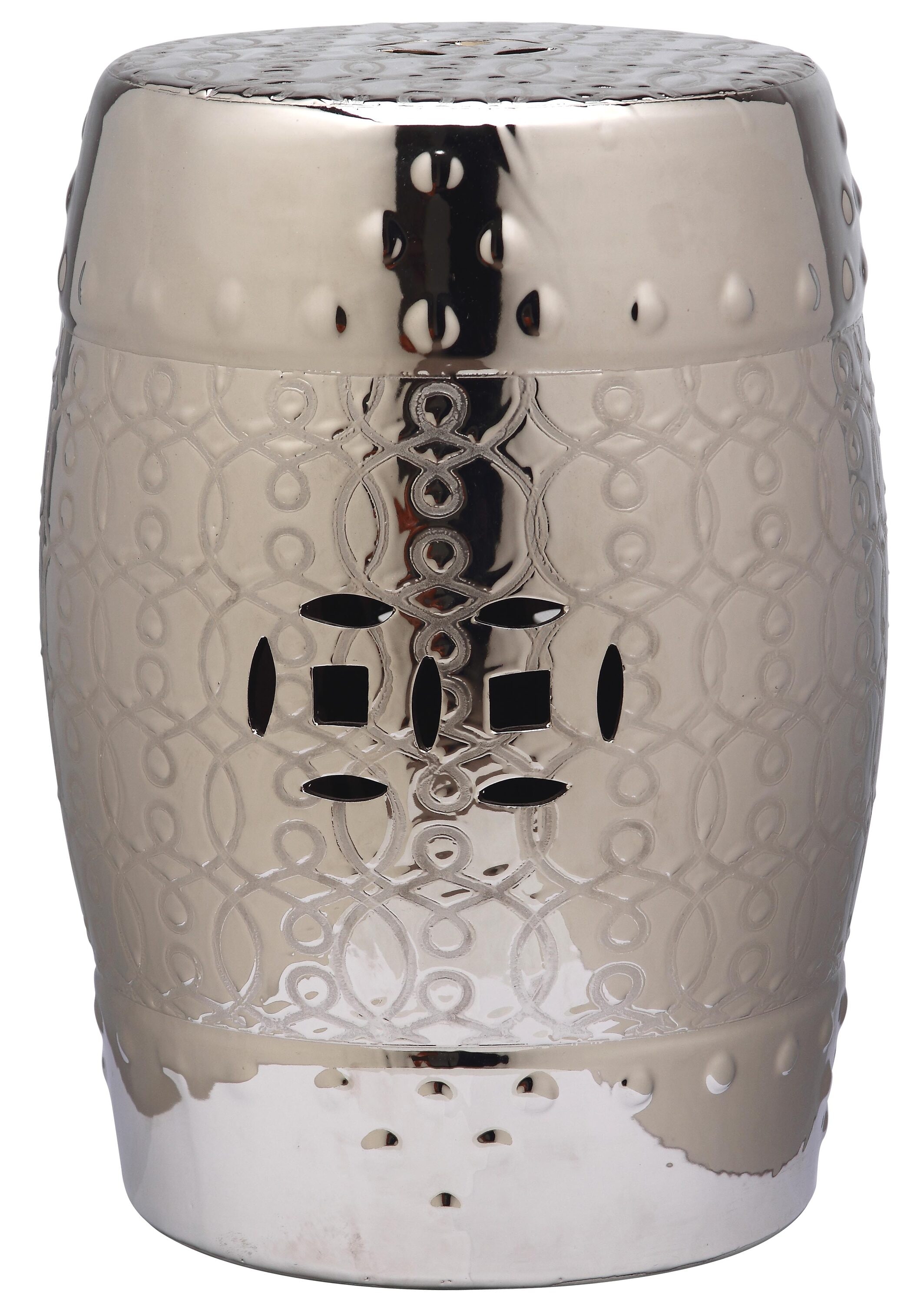 Lantana Silver Ceramic Electroplated Garden Stool