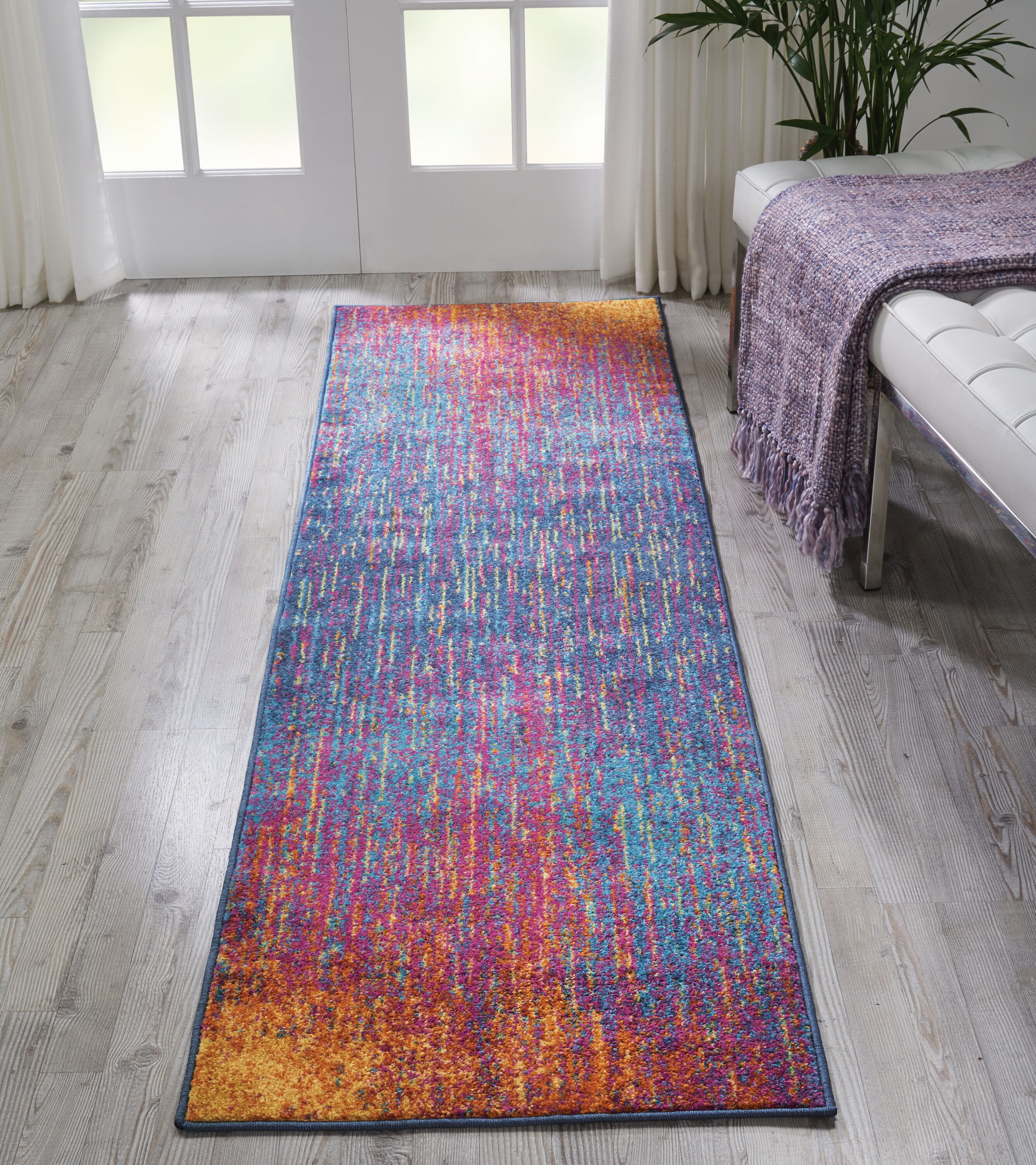 Nourison 99446002976 Passion 2 x 10 (ft) Loomed Polypropylene Multicolor Irregular Indoor Abstract Runner rug