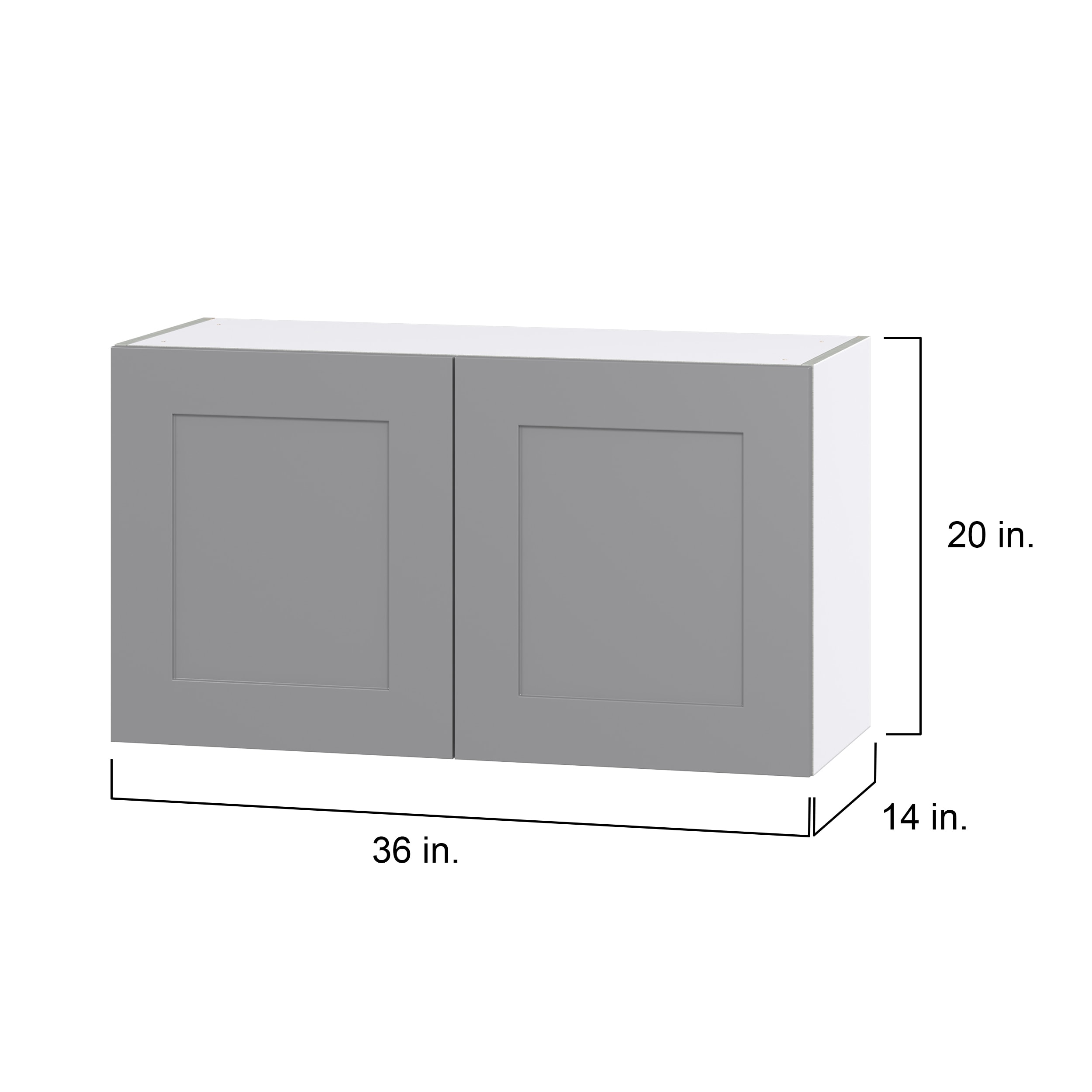 Hugo&Borg Beaumont 36-in W x 20-in H x 14-in D Slate Gray Wall Fully Assembled Cabinet (Flat Panel Shaker Door Style)