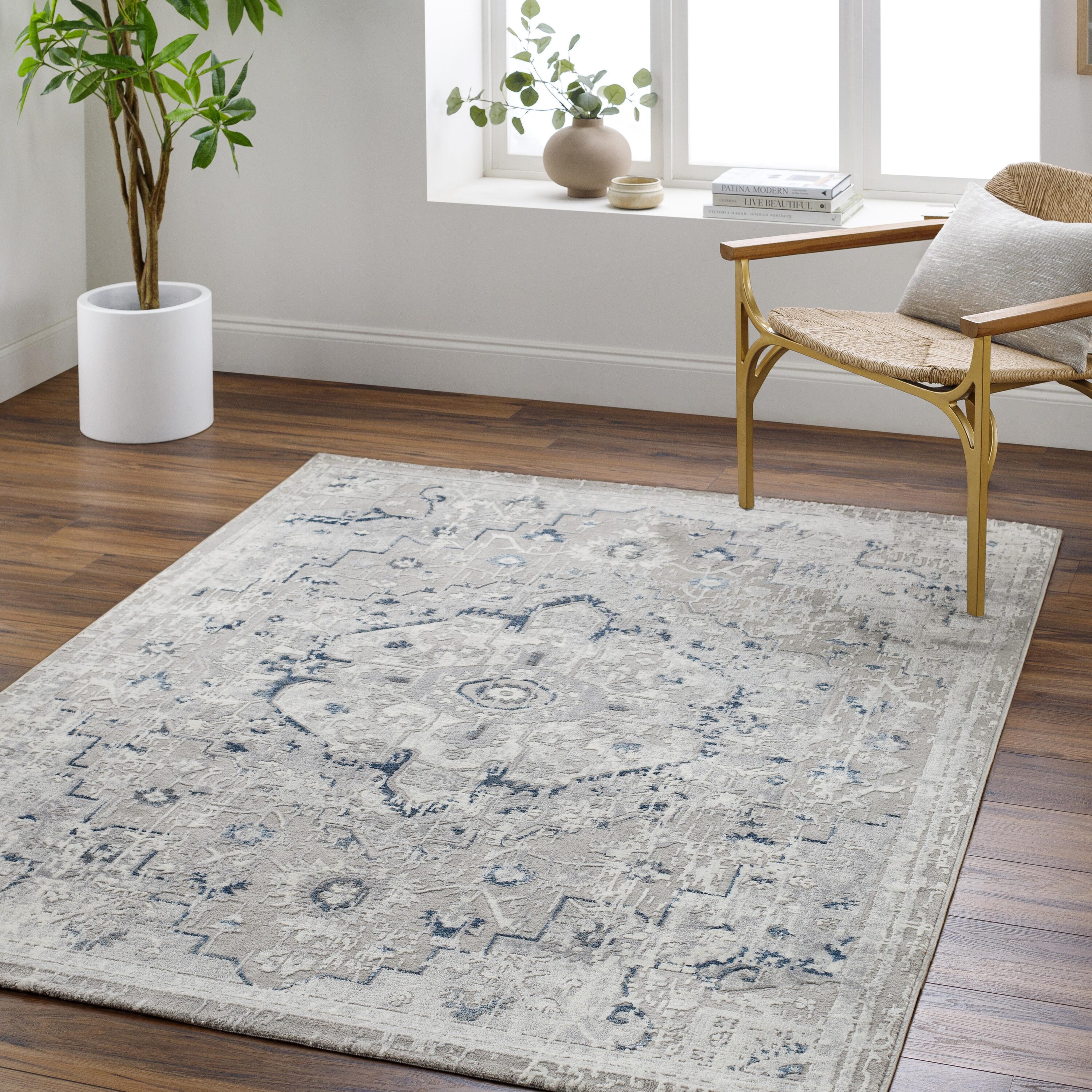 Livabliss PCP2318-537 Perception 5 x 7 (ft) Polyester/Polypropylene Gray Rectangular Indoor Vintage Area rug