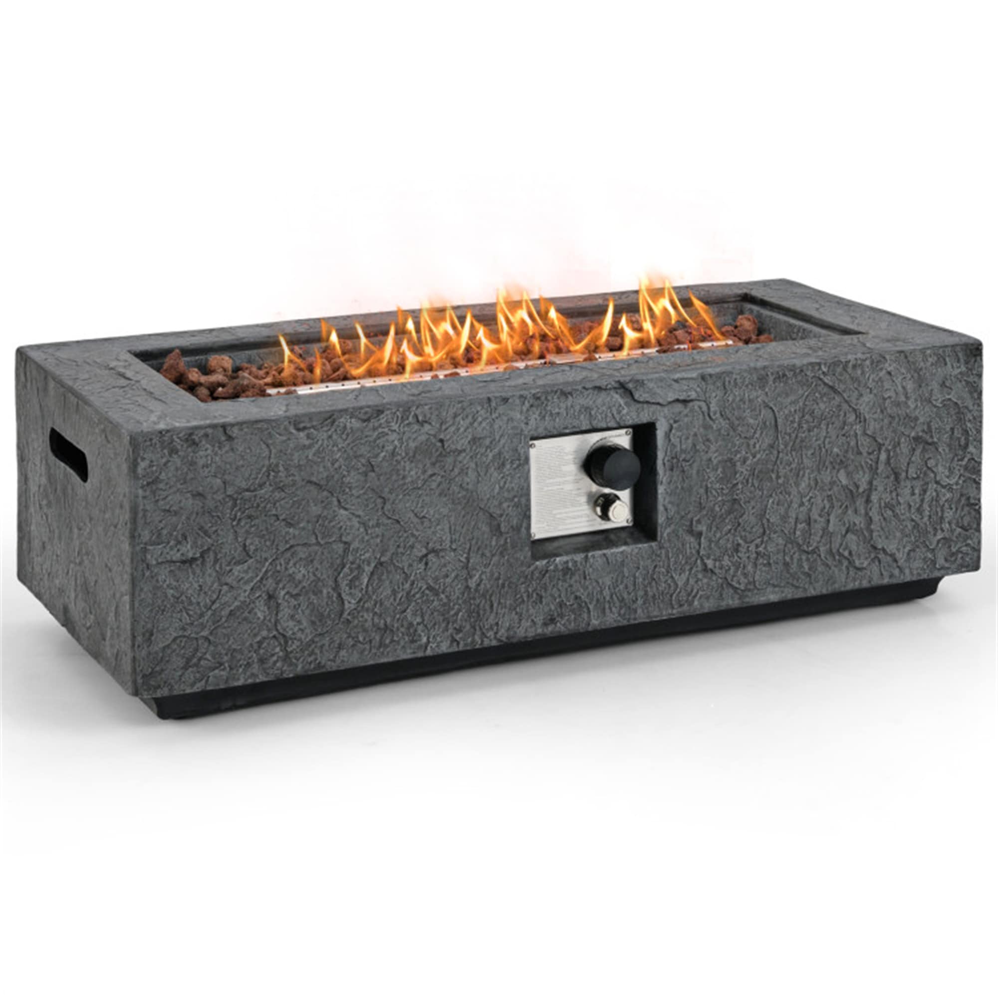 BABOOM BOM-20084-OR 42.5-in W Gray Magnesium oxide Rectangle Liquid propane Fire pit table