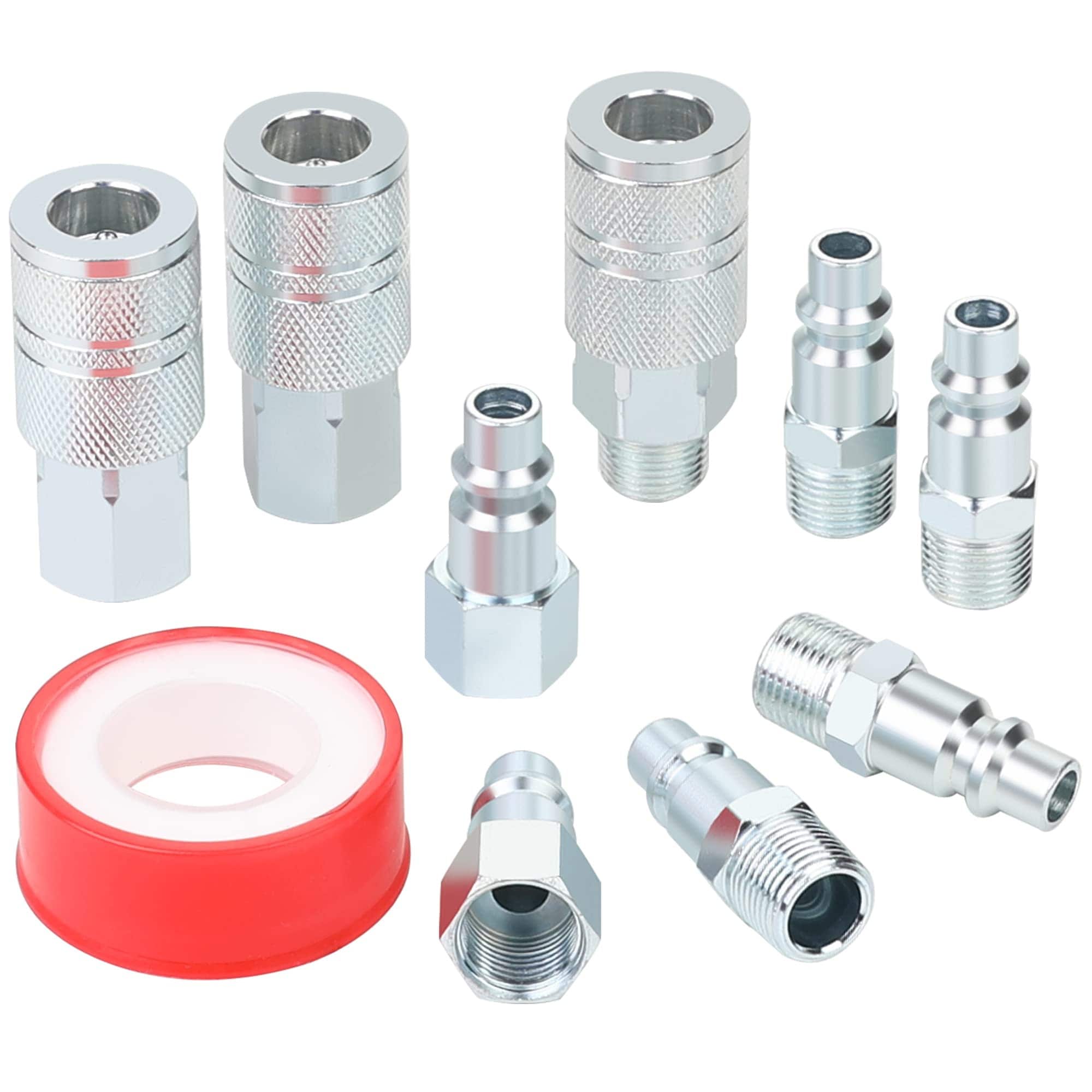 Lukvuzo  High Flow Air Hose Fittings Set 10pcs 3 Eight Inch Body Couplers and Plugs with 3 Eight Inch NPT Threads Quick Connect Kit for Air Tools