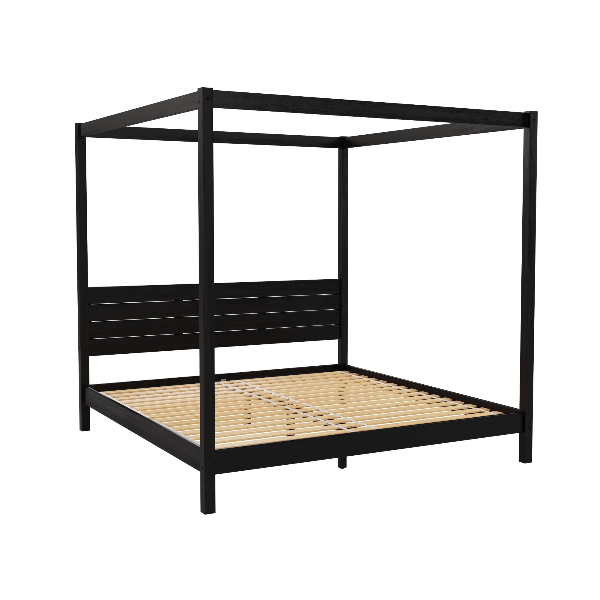 LOVMOR SF-M-B185P169191 Modern Minimalist Boho King Canopy Bedframe Black
