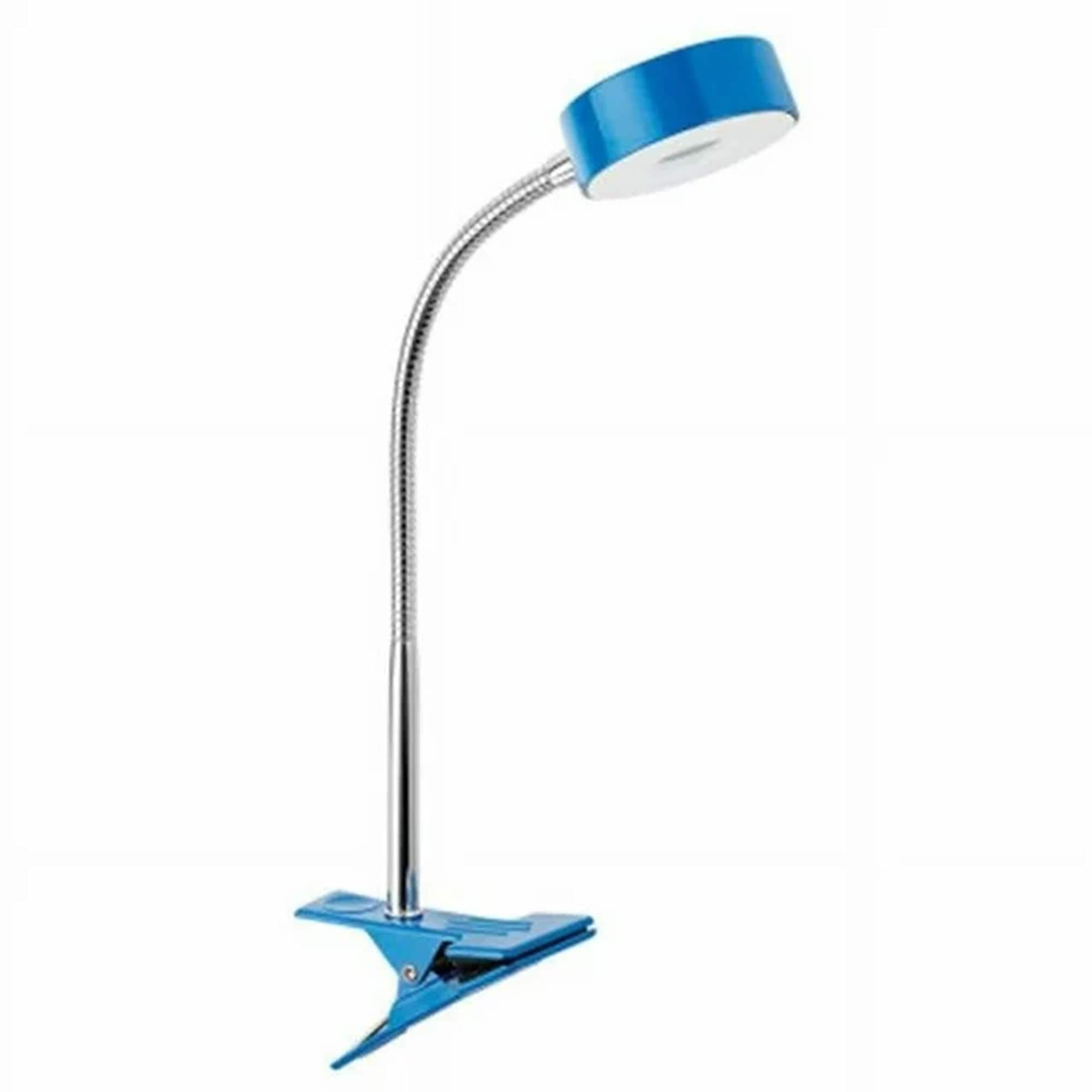 Globe Electric 397529 The 8.46 inch LED Goose Neck Clip Lamp in blue offers 250 lumens of 3 000K light  a 35 000 hour lifespan  and Energy Star certification  combining style  efficiency  and sustainability.