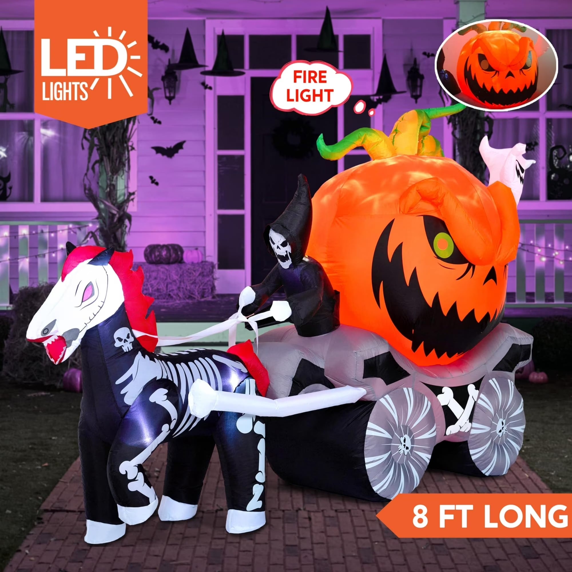 Joyfy 12-ft Freestanding Lighted Halloween Decorations Inflatables Trick or treat Inflatable