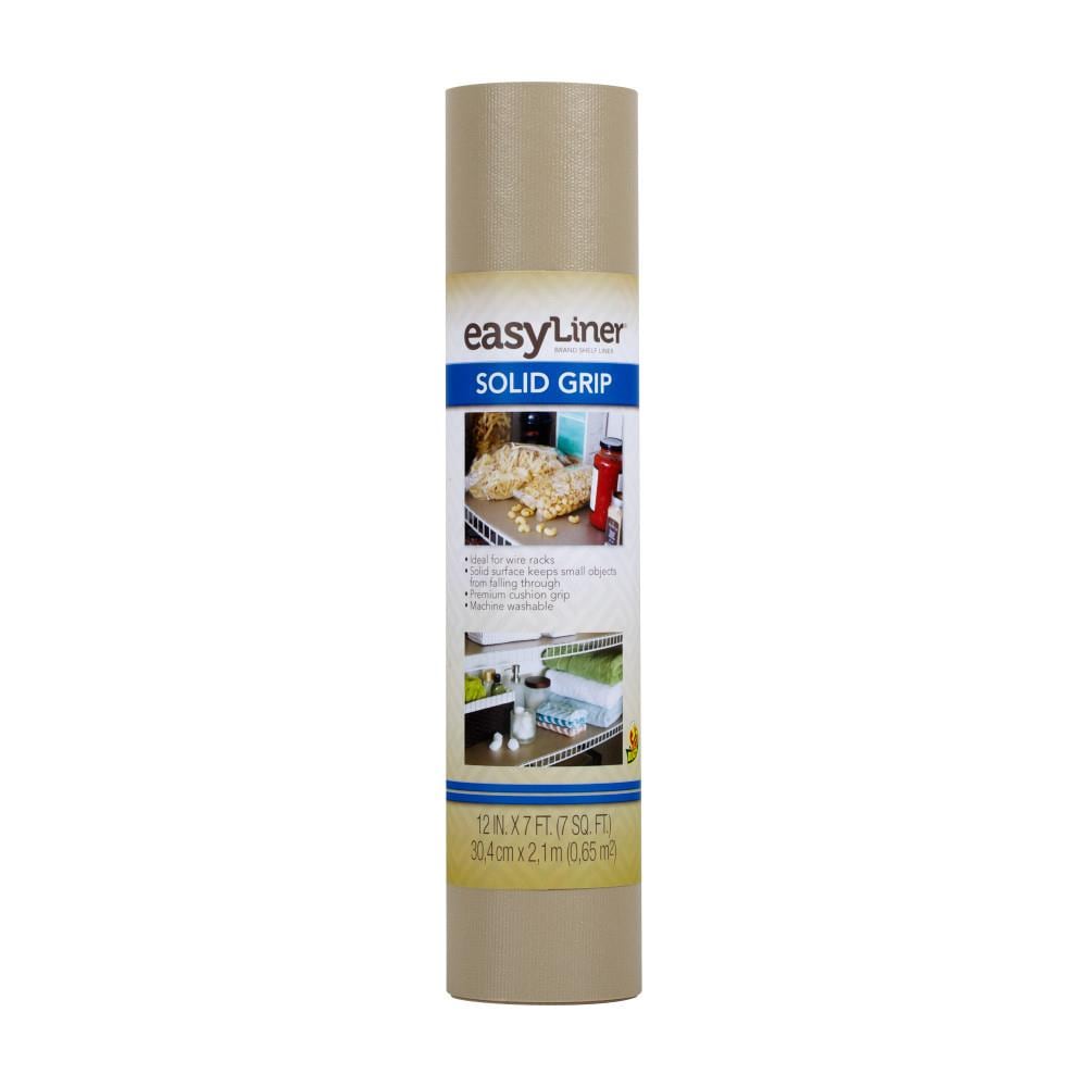 Duck Non-Adhesive Shelf Liner Solid Grip EasyLiner, 12-inch x 7 Feet, Taupe