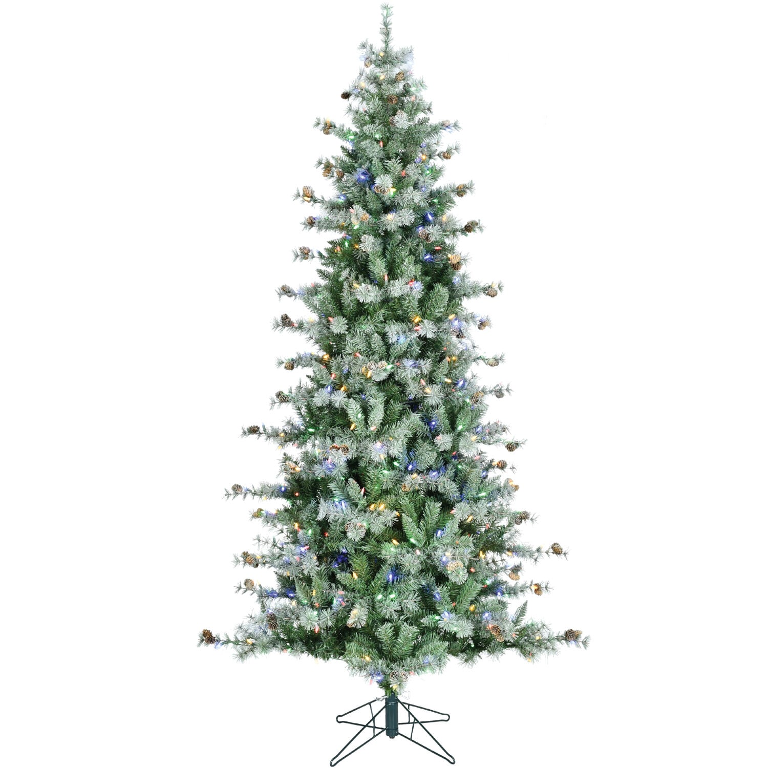 Fraser Hill Farm FFBF075-6SN 7.5-Feet Buffalo fir Pre-lit Slim Artificial Christmas Tree with Color Changing LED Lights