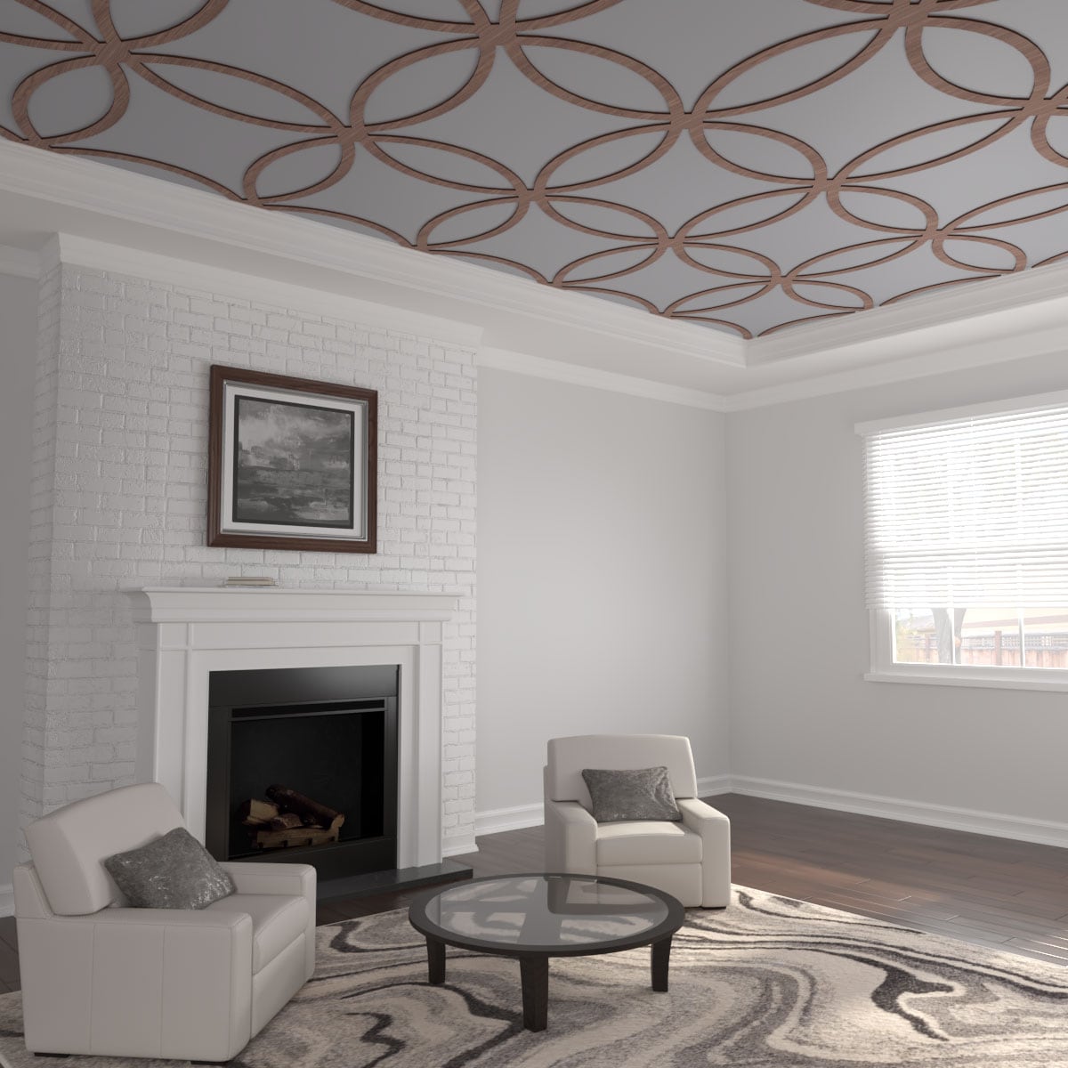 Ekena Millwork CELW47X47X0375LEYWA 47-1/4-in x 47-1/4-in Embossed Paintable/Stainable Wood Fretwork Wall Panel ( 15.5-sq ft )
