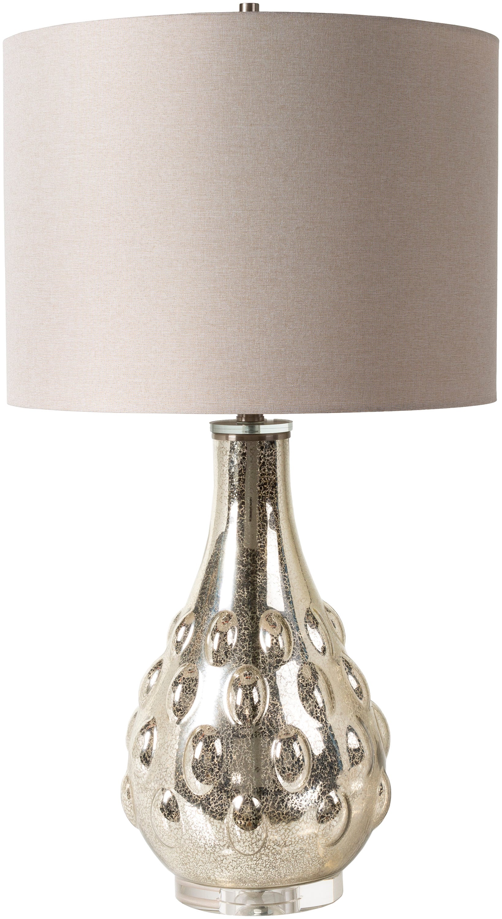 Surya MGM-001 Michigamme 33-in Silver 3-way Table Lamp with Linen Shade