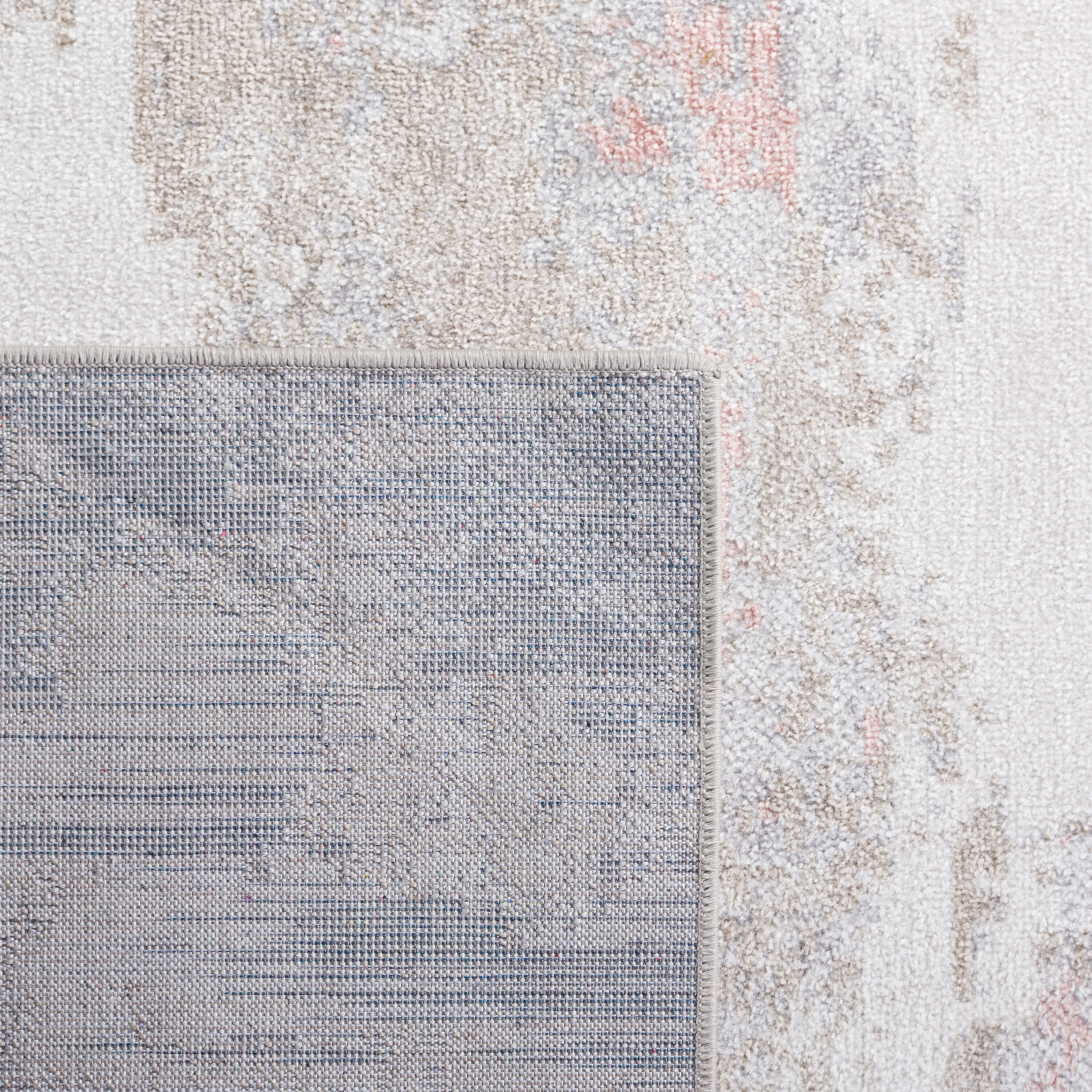 Ivory and Grey Flat Woven Synthetic Runner Rug
