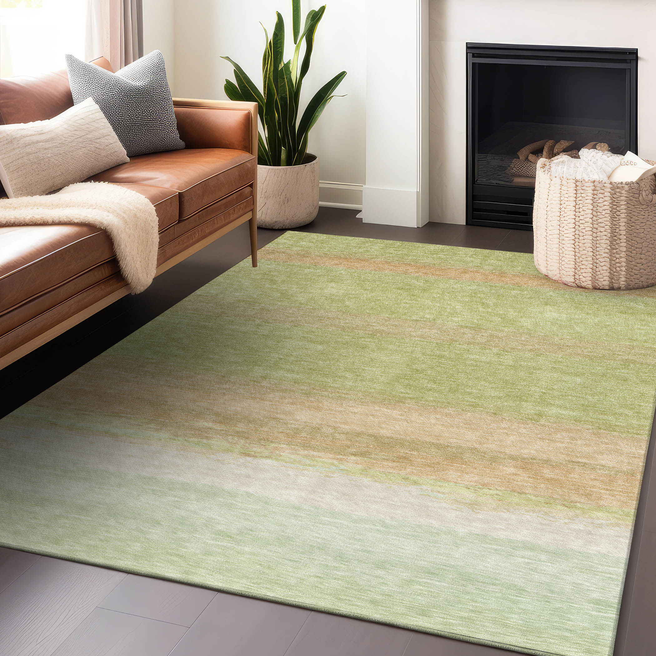 Addison Rugs ACN1272AL3X5 Chantille ACN1272AL 3 x 5 (ft) Polyester Aloe Rectangular Indoor/Outdoor Geometric Machine washable Area rug